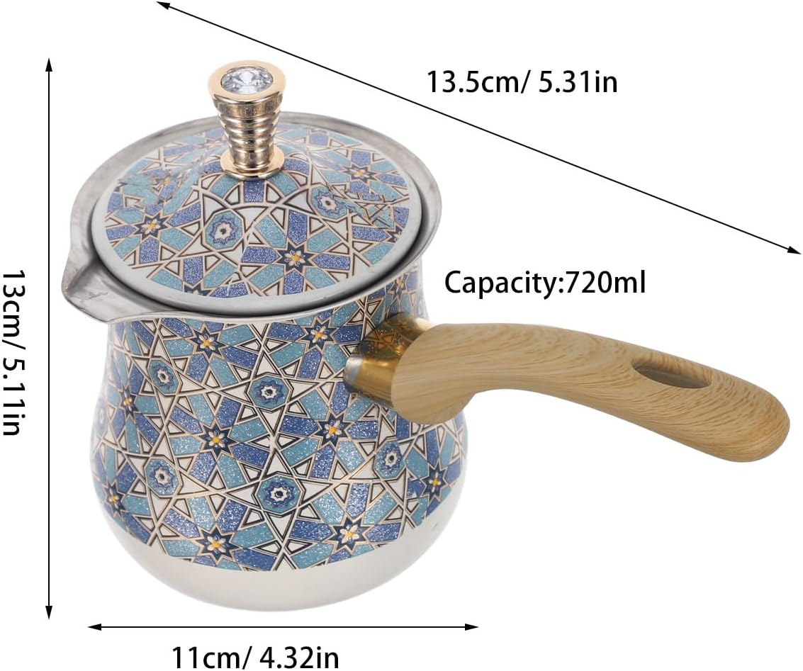 OKUMEYR Stainless Steel Turkish Coffee Pot - 720Ml Espresso Cezve Greek Coffee Maker - Mocha Metal Melting Pot with Wooden Handle for Stovetop Chocolate Butter Tea image number 5