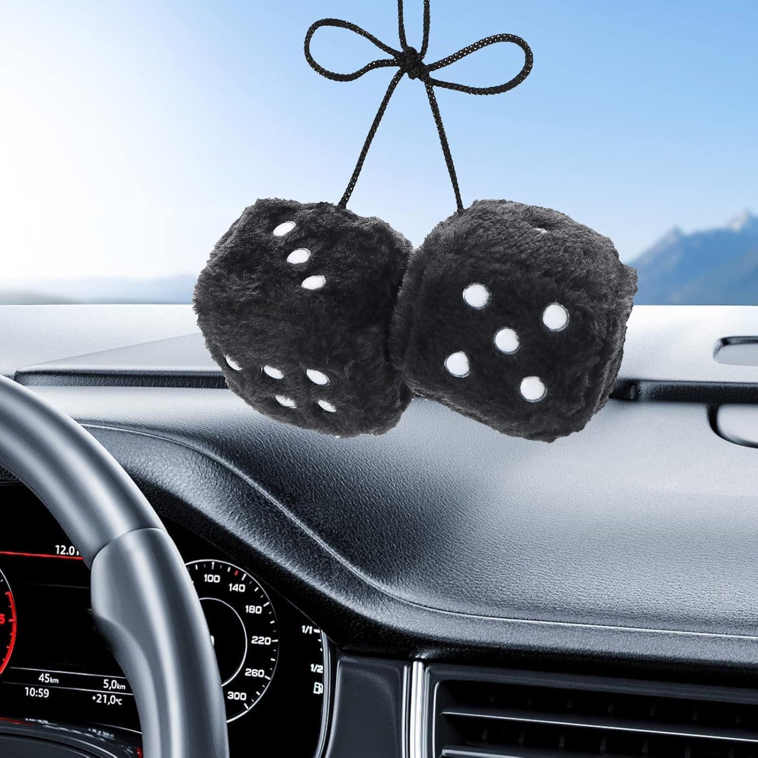 ZUJIACUN 6Cm Car Hanging Plush Dice Soft Dice Decoration with Suction Cup Hanging Decoration Hanging Dice Pendant with Point Hanging Decoration for Car Interior Home Office image number 3