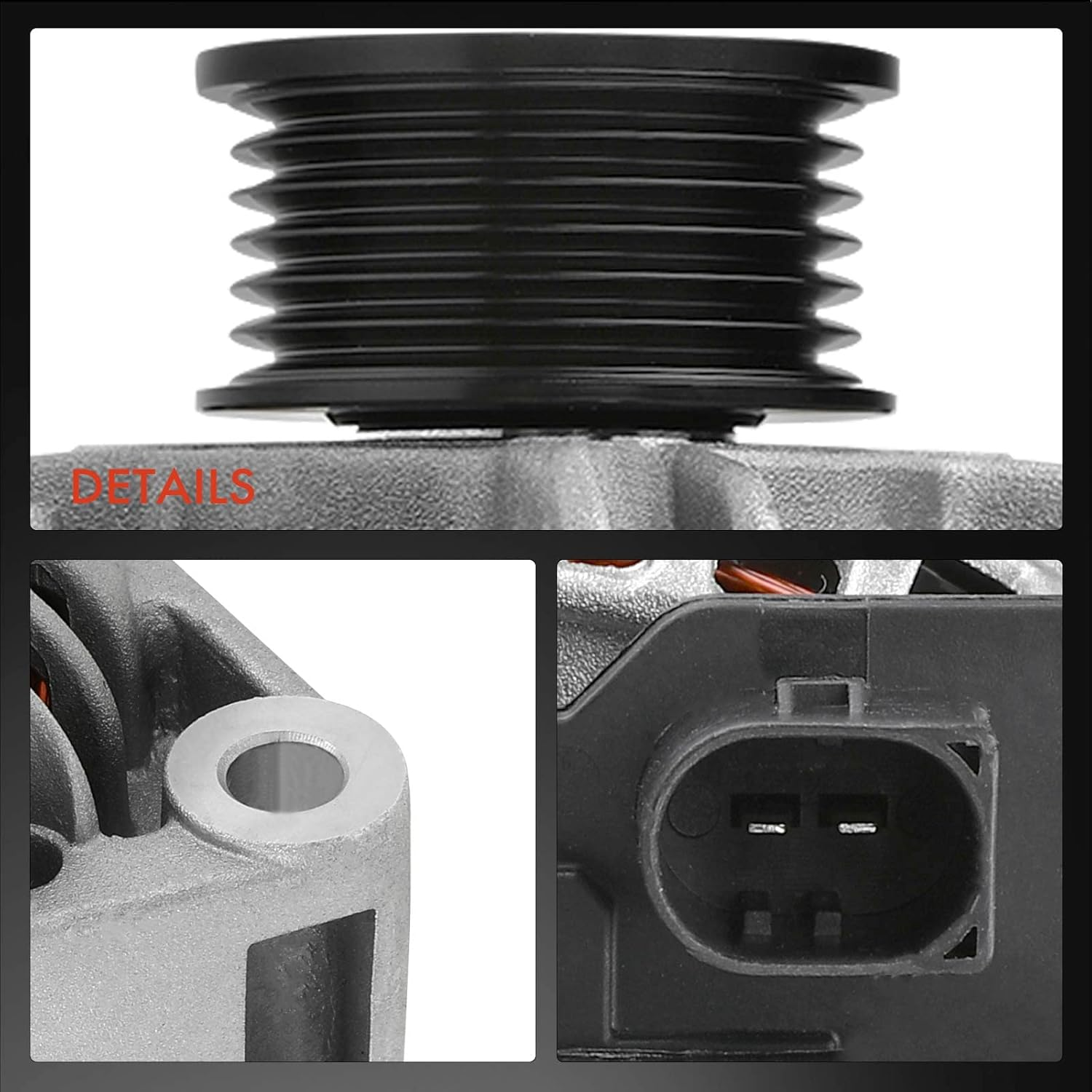 A-Premium Alternator Compatible with Mercedes-Benz C240 01-05, C32 AMG, C320, SLK32 AMG, SLK320, CLK320, ML320, ML350 & Chrysler Crossfire, 12V 120A CW 6-Groove Pulley, Replace# 0124515056, 5097755AA image number 1