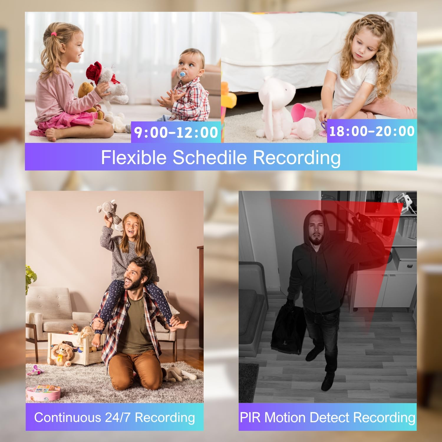 3MP 2K Window Camera, Dual Band Wifi Indoor Security Camera with Starlight Night Vision, 24/7 Recording, 2.4M Cable,No Drilling Required, Easy Installation image number 5