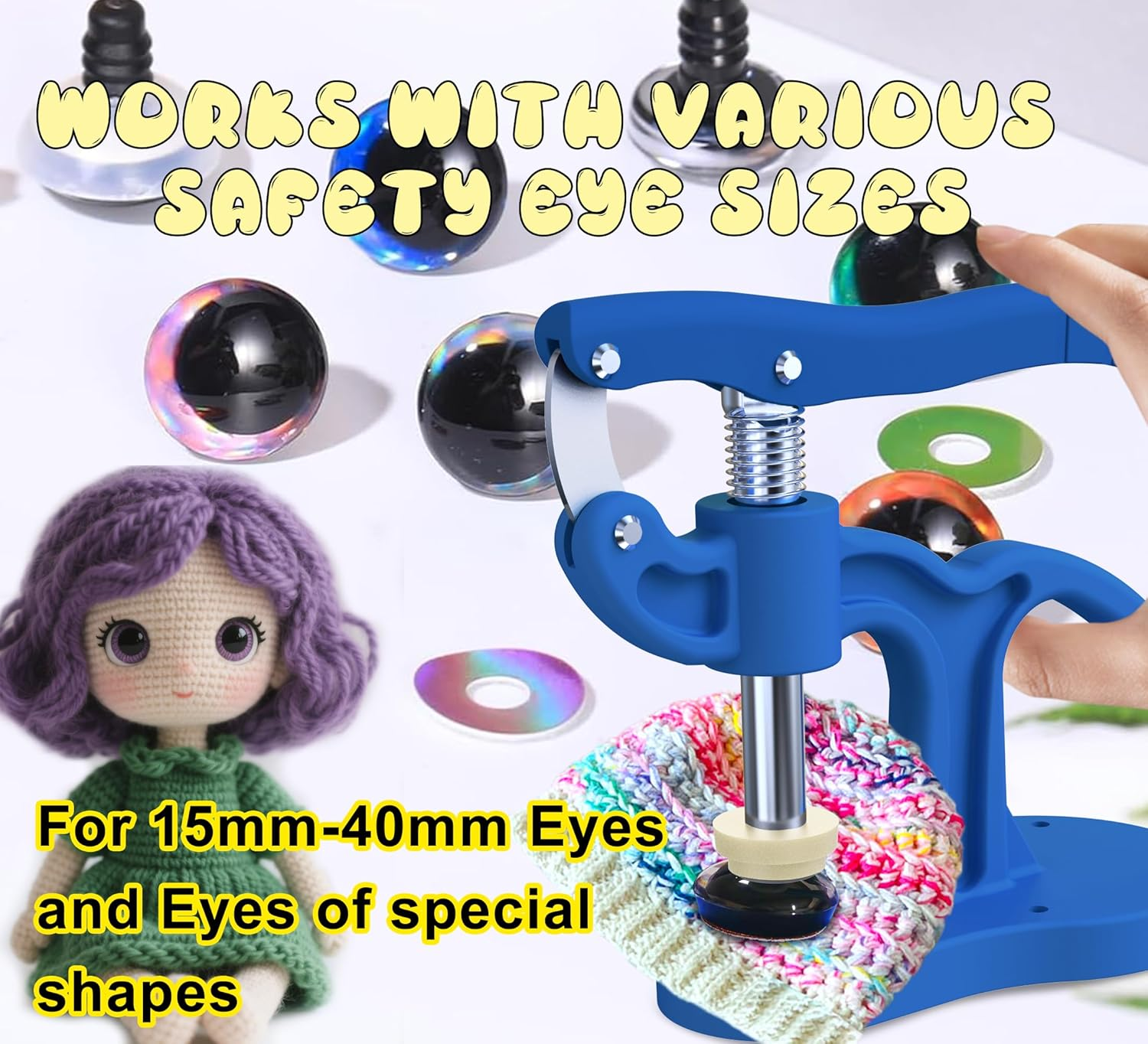 GEOCCI Safety Eye Tool Large Size Safety Eye Install Tool for Amigurumi Crochet & Stuffed 5-45Mm Animal Eyes Making Supplies Tool It Is More Helpful for Large Special Safety Eyes（1Pcs） image number 4