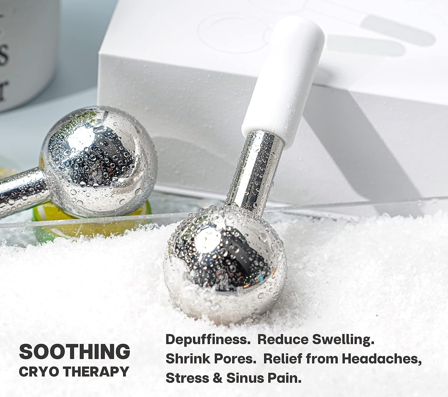 VRAIKO ICES Globes for Facials & Gua Sha Set, Gua Sha Facial Tools and Cryo Sticks with Unbreakable Steel for Face, Face Massager Cooling Rollers for Dark Circles, Puffiness and Lymphatic Drainage (WHITE) image number 1