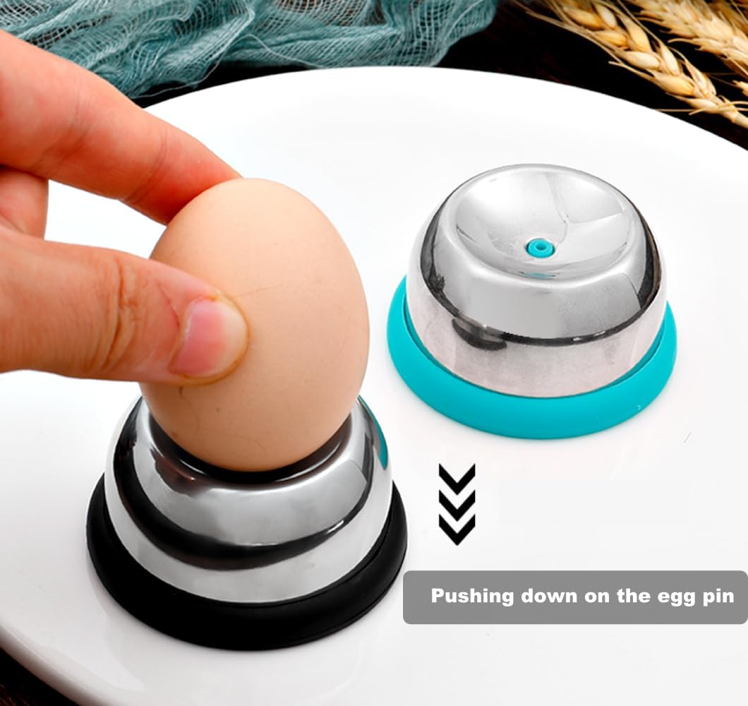 Chaleemoo Egg Piercer for Raw Eggs, Stainless Steel Egg Poker for Boiling Eggs, Great Eggshell Peeler Tool to Get Good Hard Boiled Eggs, Egg Hole Puncher Pricker with Retractable Pin, Black image number 2
