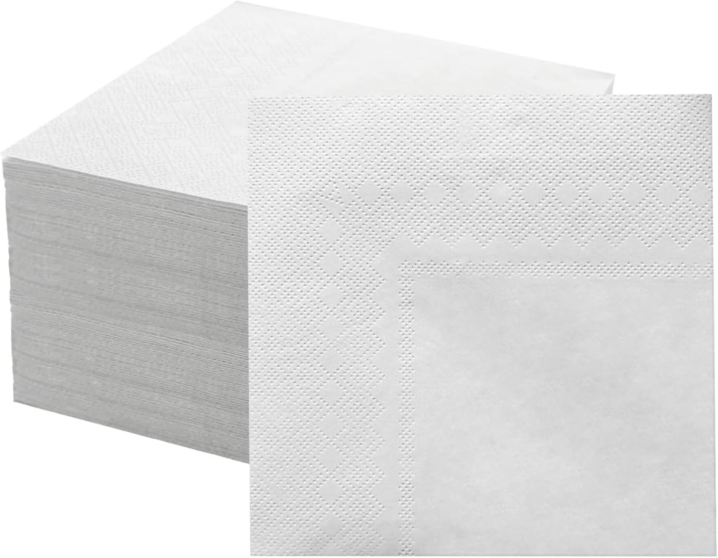 MBBUROYY Disposable Cocktail Napkins for Party,2-Ply Paper Napkins, Disposable Table Napkins,Pack of 100,Unfolded 25X25Cm,White
