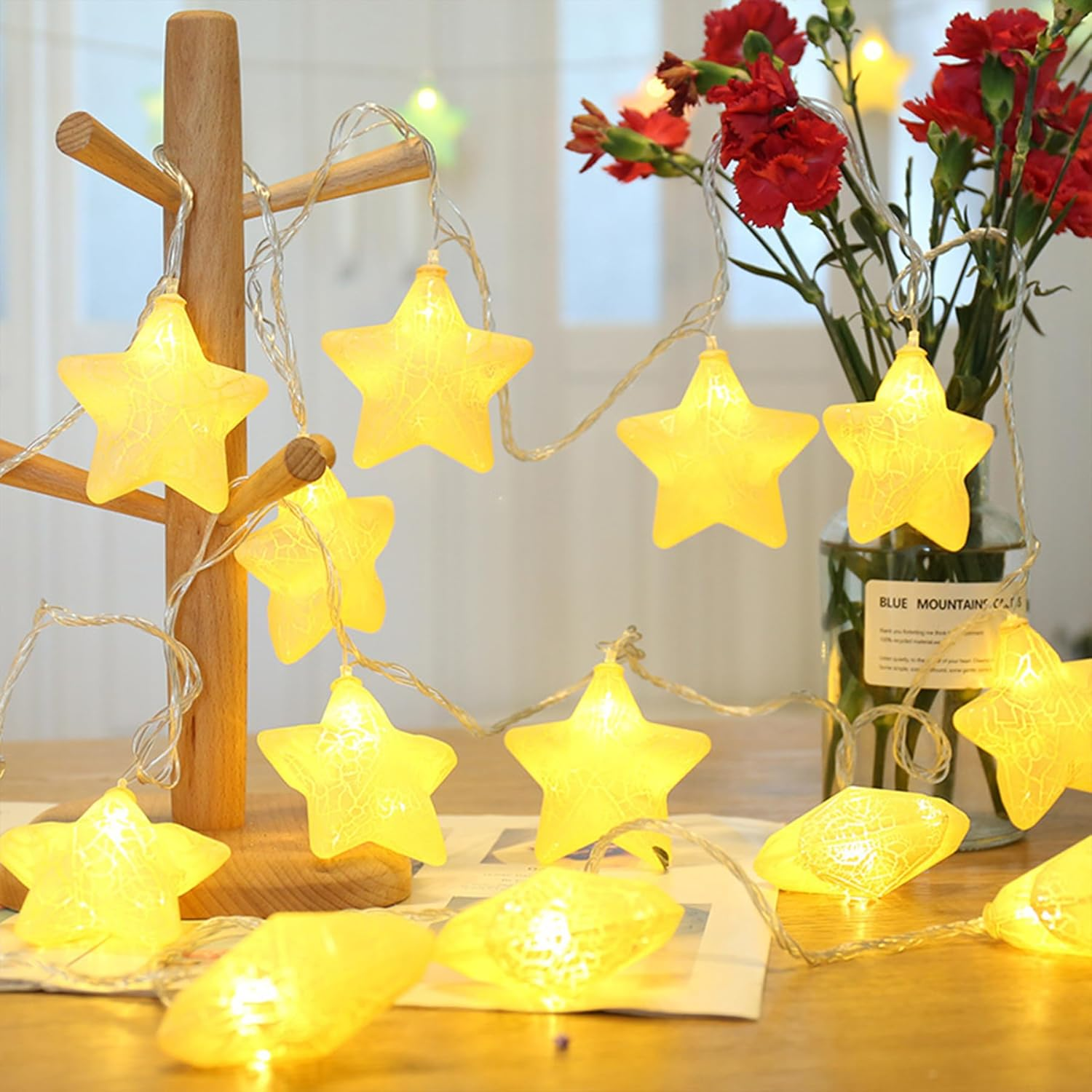 Fairy Lights Stars, 1.5 M 10 LED White Fairy Lights Battery, Children'S Fairy Lights, Children'S Room, LED Fairy Lights Children, Battery Operated, for Children'S Room, Bedroom, Garden
