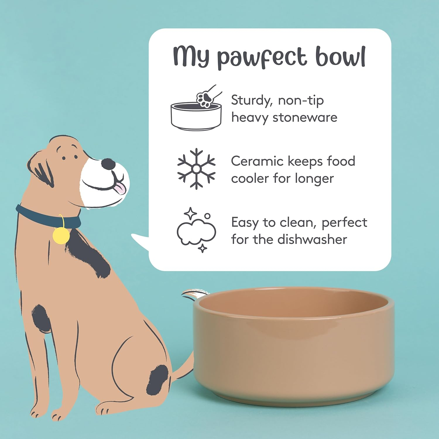 Mason Cash Cane Ceramic Dog Bowl, 7-Inch, Plain