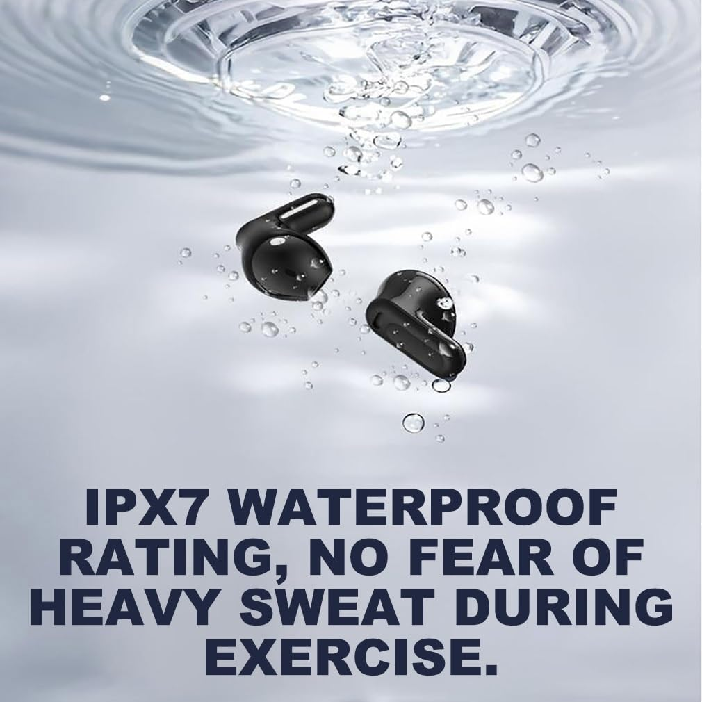 NE20 Earbuds, Bluetooth 5.4 LED Display High Fidelity Waterproof Wireless Earphones, Bluetooth Earphones, 48H Battery, IPX6 Waterproof & AI Translation, for Travel Business (Black,1Pc) image number 4