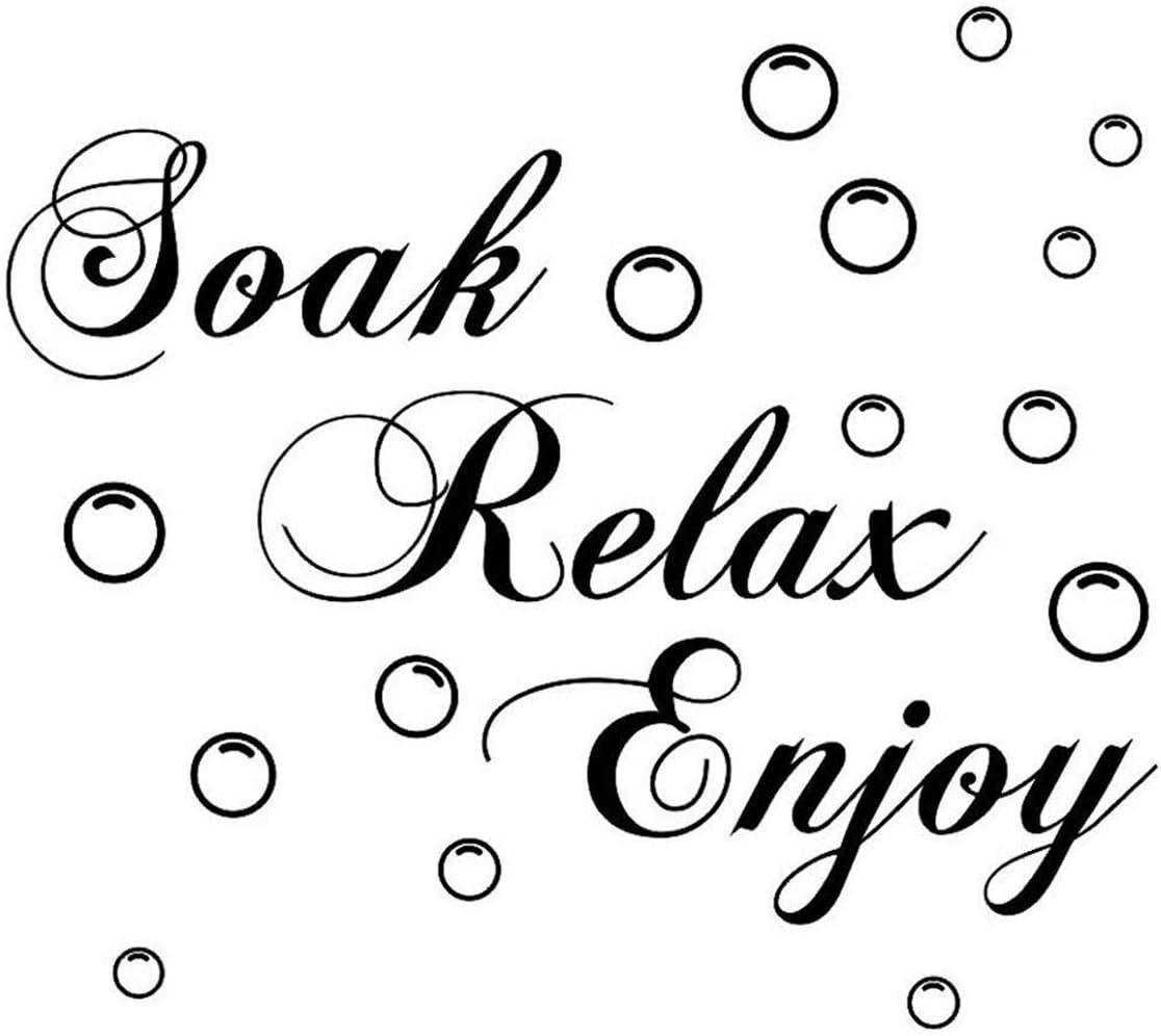 ADECALS Soak Relax Enjoy Wall Decal, Black Vinyl, Typographic Quote Wall Art for Home Bathroom (23.6''X11.8'')