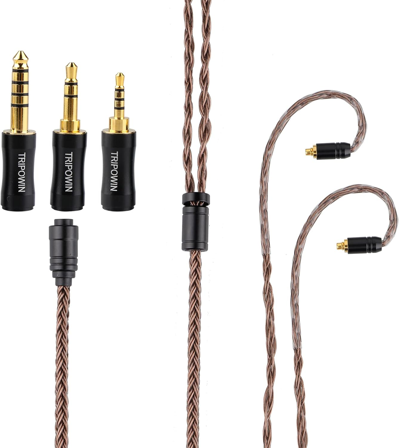 Linsoul Tripowin Amber 32AWG OFC Oxygen Free Cable Hifi IEM Cable with Interchangeable 2.5Mm/3.5Mm/4.4Mm Plug, PVC Sleeve Replacement Cable for Audiophile (Amber, MMCX) image number 4