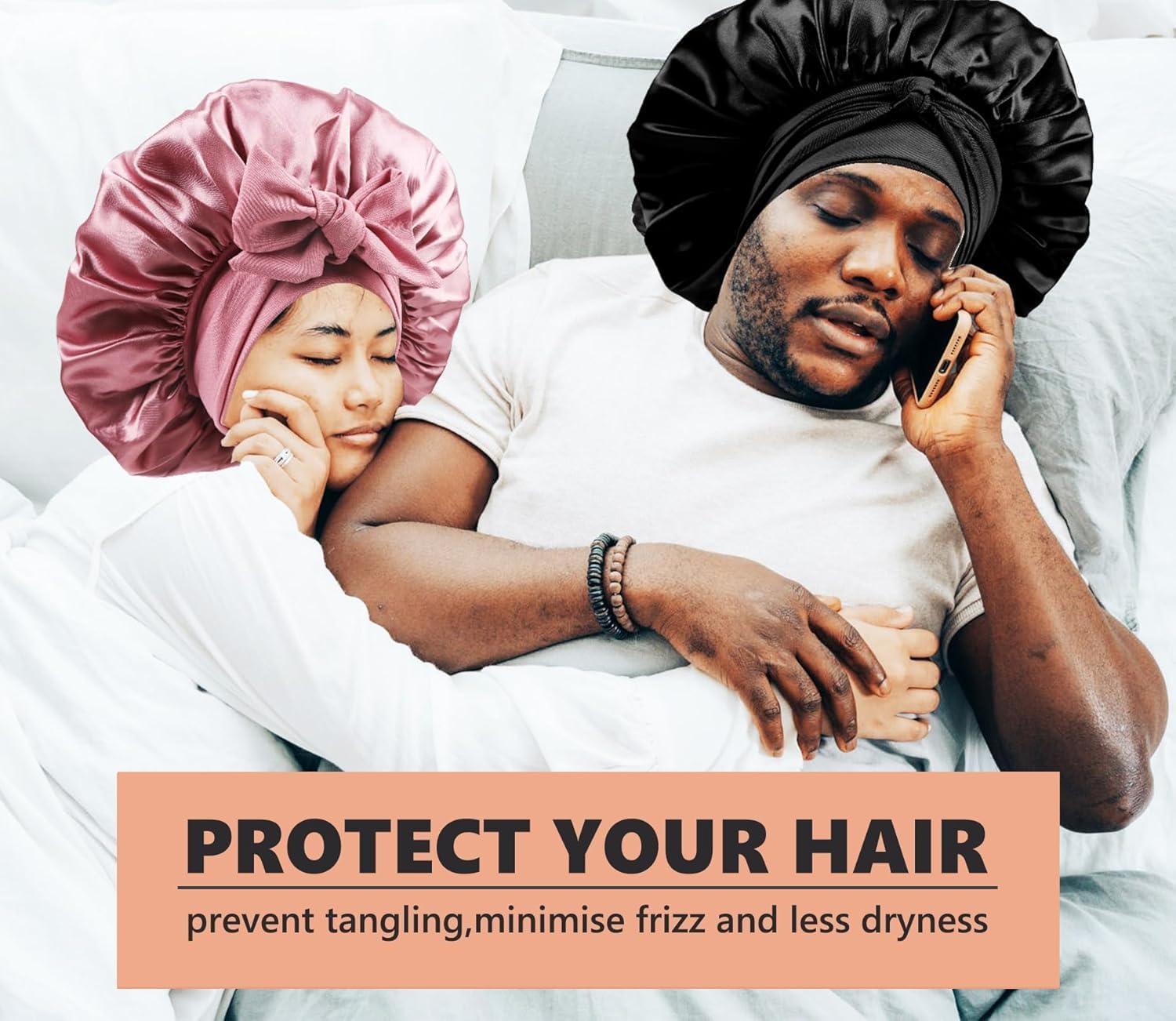 Double Layer Ribbon Wide Edge Polyester Nightcap Bow Imitation Silk Beauty Hair Care Cap Headscarf Cap image number 6