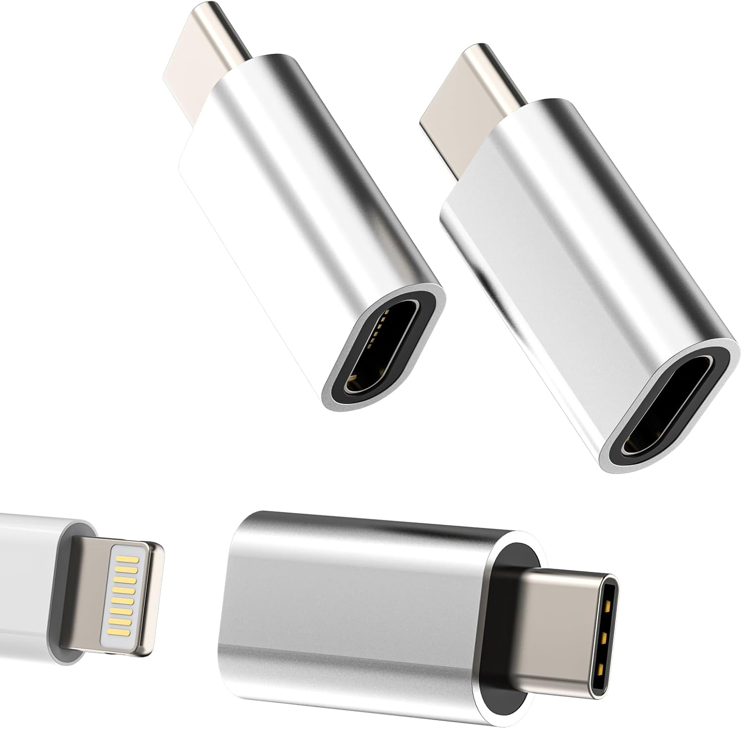 Lightning to USB C Adaptor for Iphone16 15 Pro Charging Adapter (3Pack) for Apple for Ipad Compatible for Samsung Galaxy Charger Female Cable Type C Male Jack Connector Data Port Android Converter