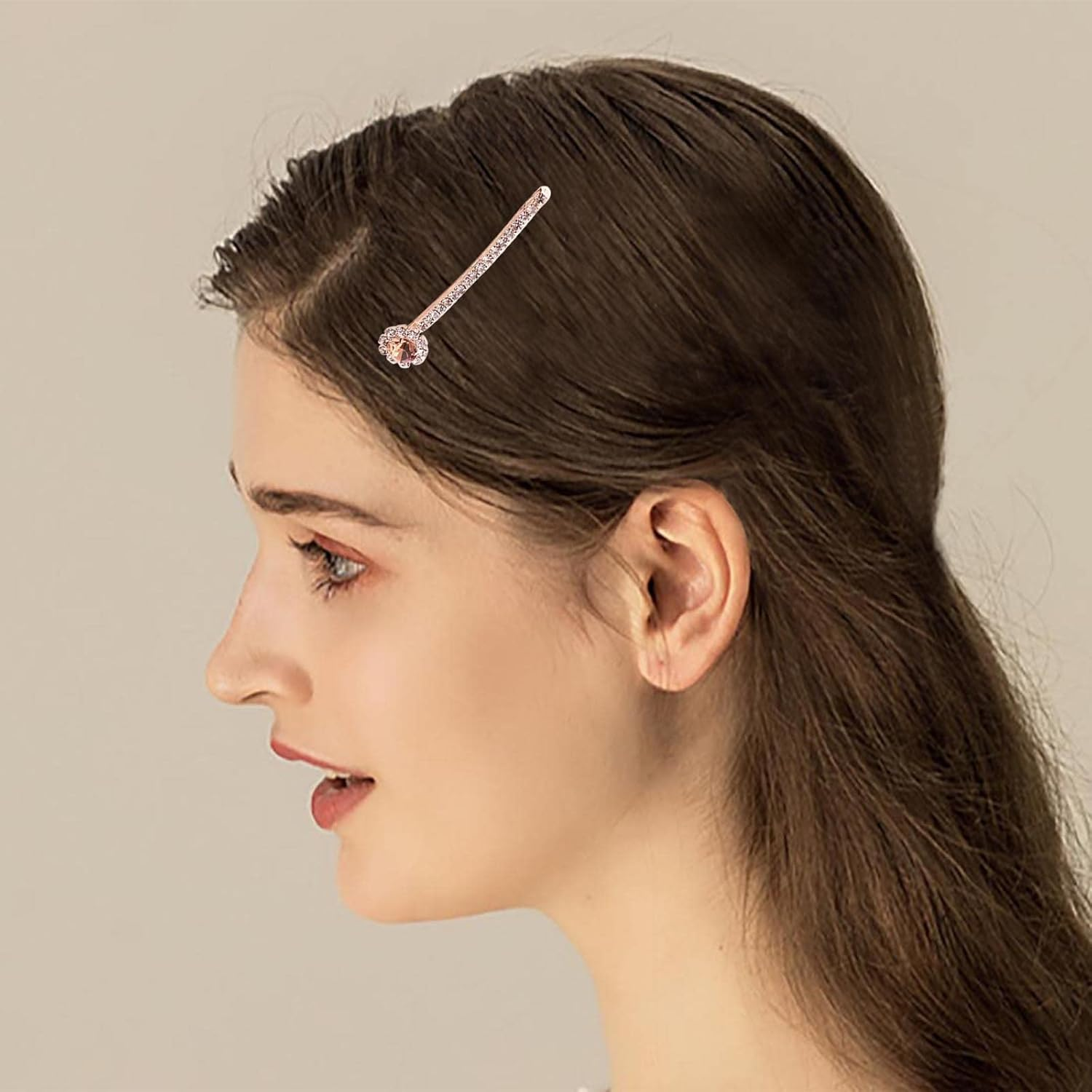 Wendalern Hair Clips for Women Bling Crystal Duck Beak Clip Non-Slip Hair Clip for Thick Thin Hair Sparkling Gemstone Wedding Bridal Hair Pin Accessories for Styling Section - White image number 4