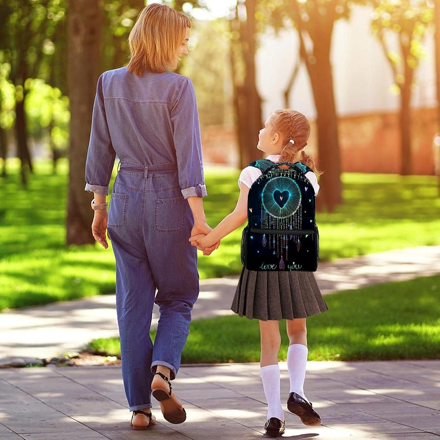 Design Heart Shape Dream Catcher Backpack Students Shoulder Bags Travel Bag College School Tote Backpacks image number 5