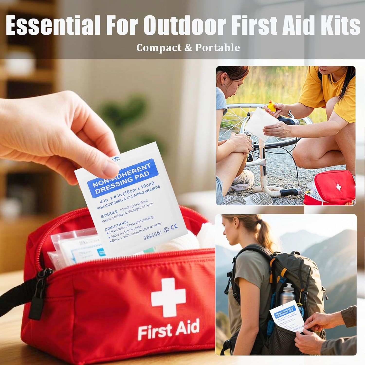 Non-Stick Wound Dressing Pads, 5 CM X 7.5 CM, Pack of 10, Sterile Highly Absorbent Wound Care Individually Wrapped Dressings image number 3