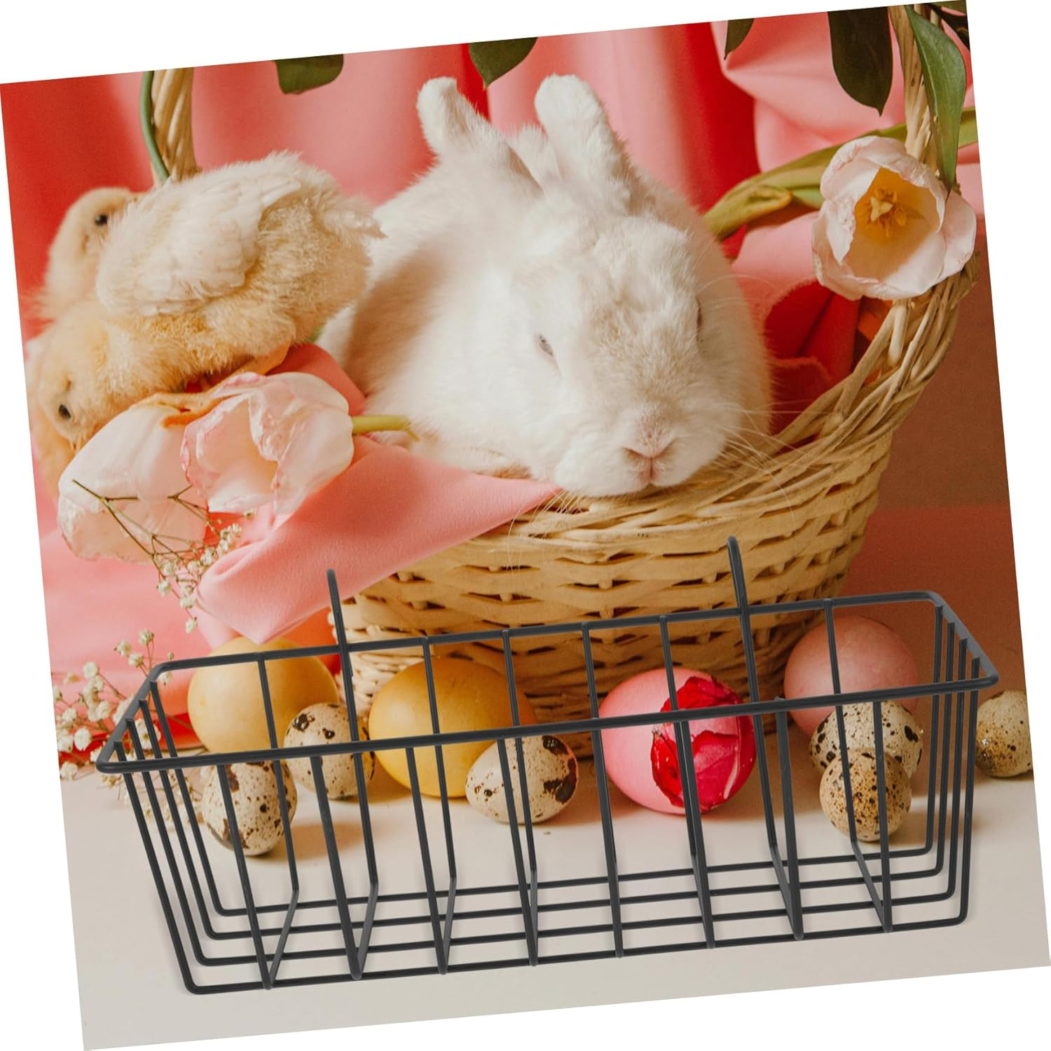 Rabbit Hay Feeder Metal Rack for Cage Convenient Bunny Hay Holder Durable Wear-Resistant Design Easy to Clean and Store for Daily Use - Black image number 3