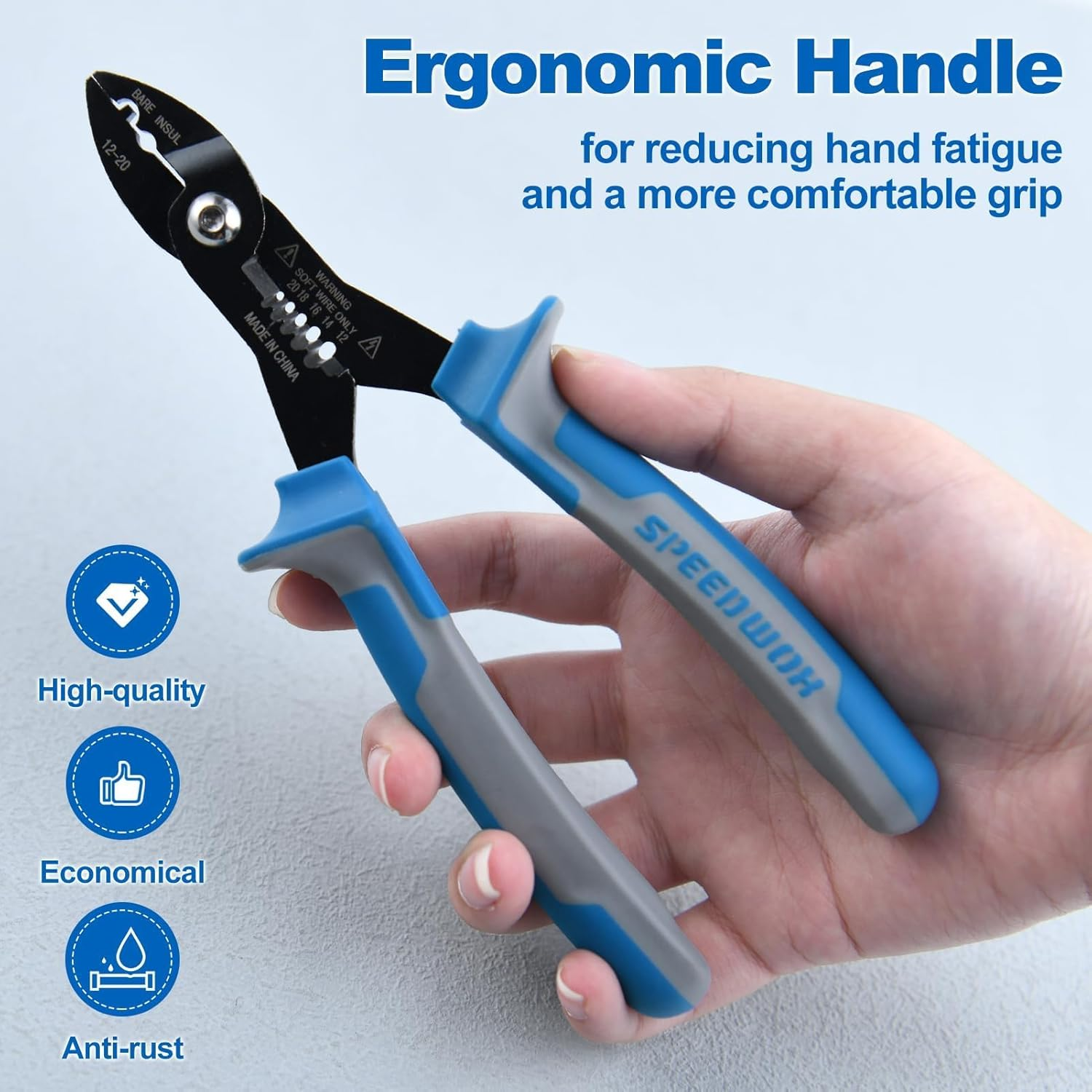 SPEEDWOX 4-In-1 Multi Purpose Electricians Pliers Wire Stripper, Wire Cutter, Wire Crimping Tool 7" Compact Wire Stripper for 10-20 AWG Insulated & Non-Insulated Clamping, Stripping, Cutting, Crimping image number 6