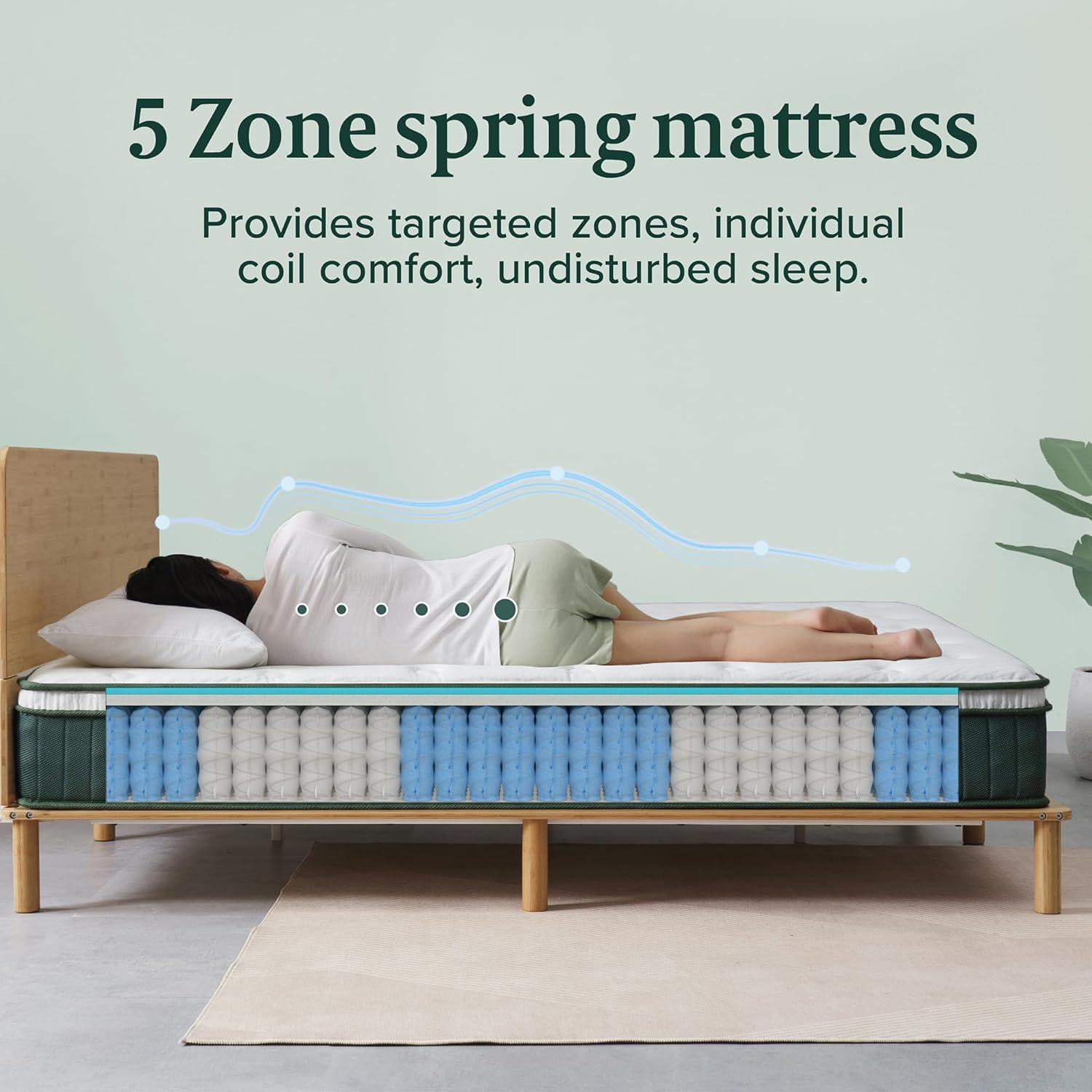 Zinus Queen Cooling Mattress, Green Premium Pocket Spring Euro Top 25Cm image number 4