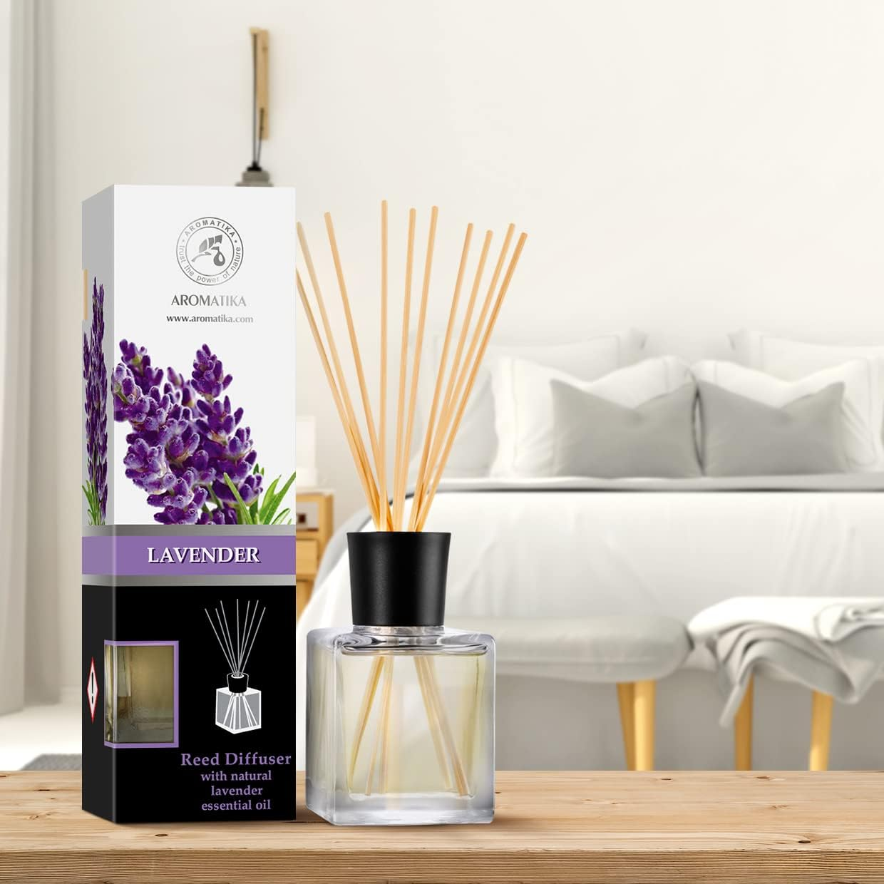 Reed Diffuser Lavender 200Ml - Room Diffuser with Lavender Essential Oil - Diffuser with Rattan Sticks - Fragrance Oil Reed Diffuser - Room Freshener - Scented Diffusers - Home Fragrance image number 5