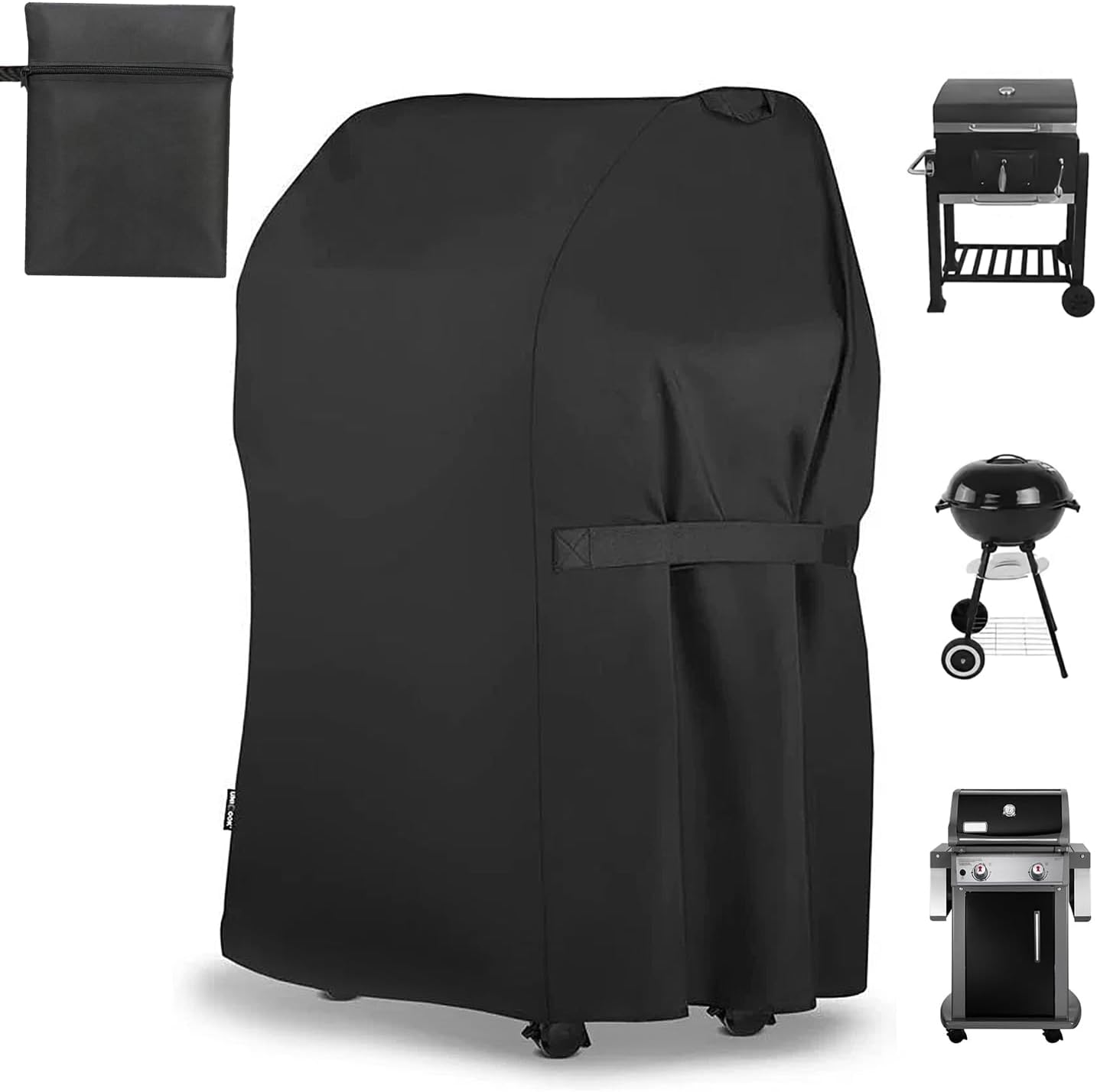 Extended BBQ Cover, Outdoor Waterproof Weber Q Cover for Q100 Q1000 Q1200 Q200 Q2000 Q2200 Series Grill Cover for Weber Q1200 Series on Cart, Longer Barbecue Cover for BBQ Cover