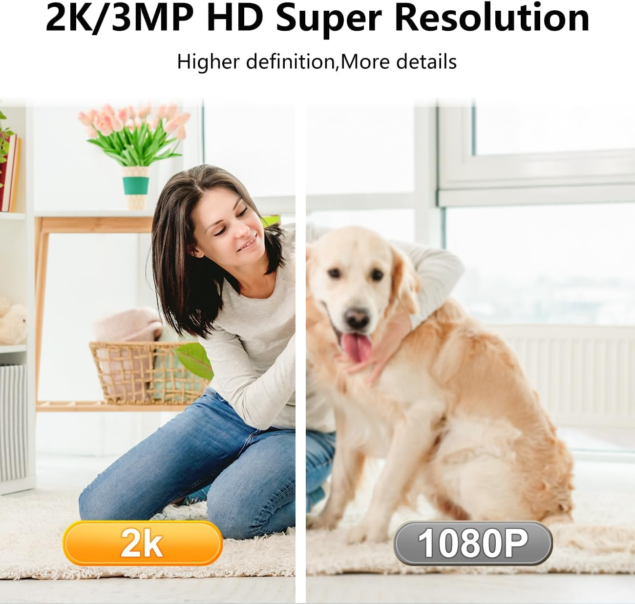 2Pack 3MP Pet Camera Dog Camera with Phone App 5G/2.4Ghz Wifi Cameras Indoor Security Camera for Baby, 360&deg; Pan & Tilt, 2-Way Audio, Night Vision, SD Card & Cloud Storage image number 1