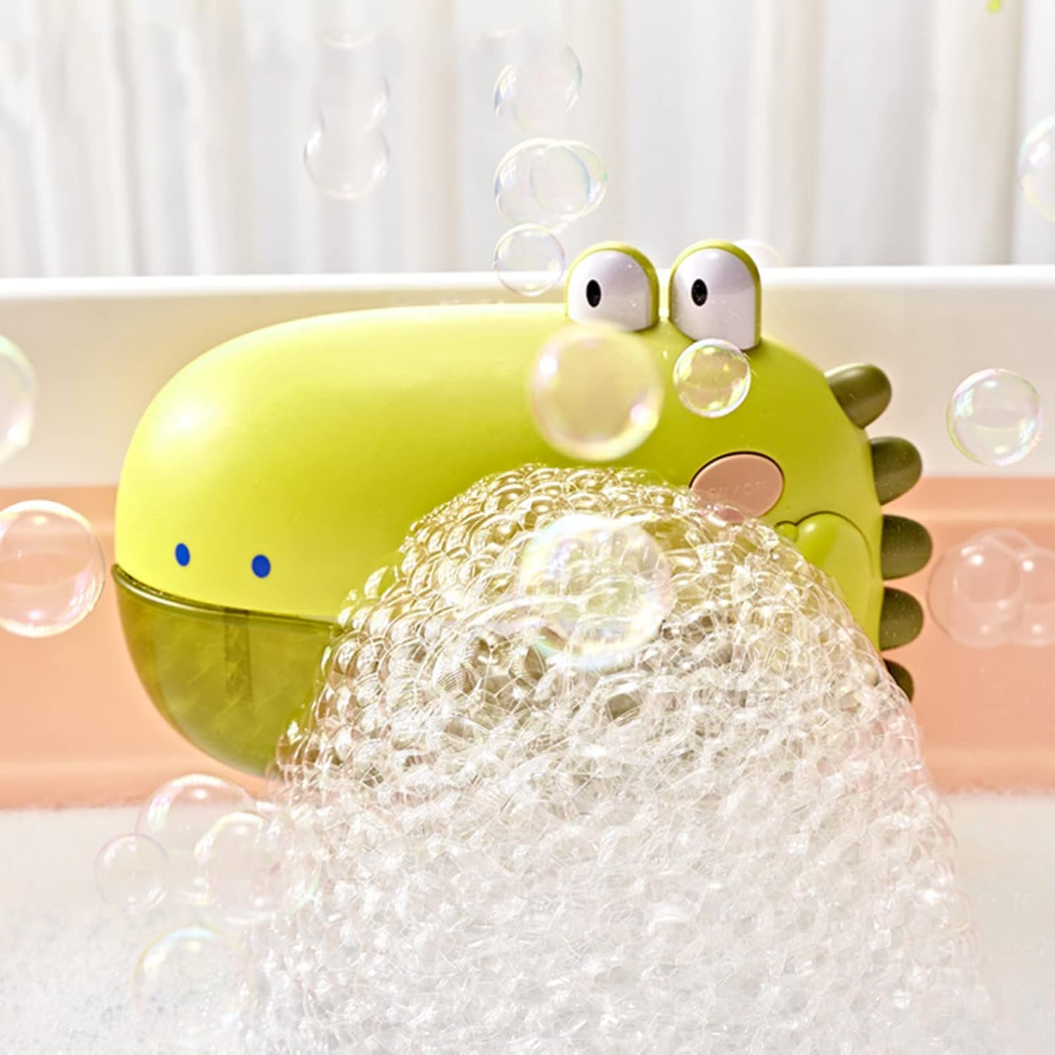 Bath Toys for Toddlers,Bathtub Bubble Maker Toy Green Dinosaur,Tub 1000 Bubbles Makes Machine Blower Cute for Baby Kids Bathtime Shower with 12 Music Songs Fun Gift 3 4 5 Girl Boy image number 4