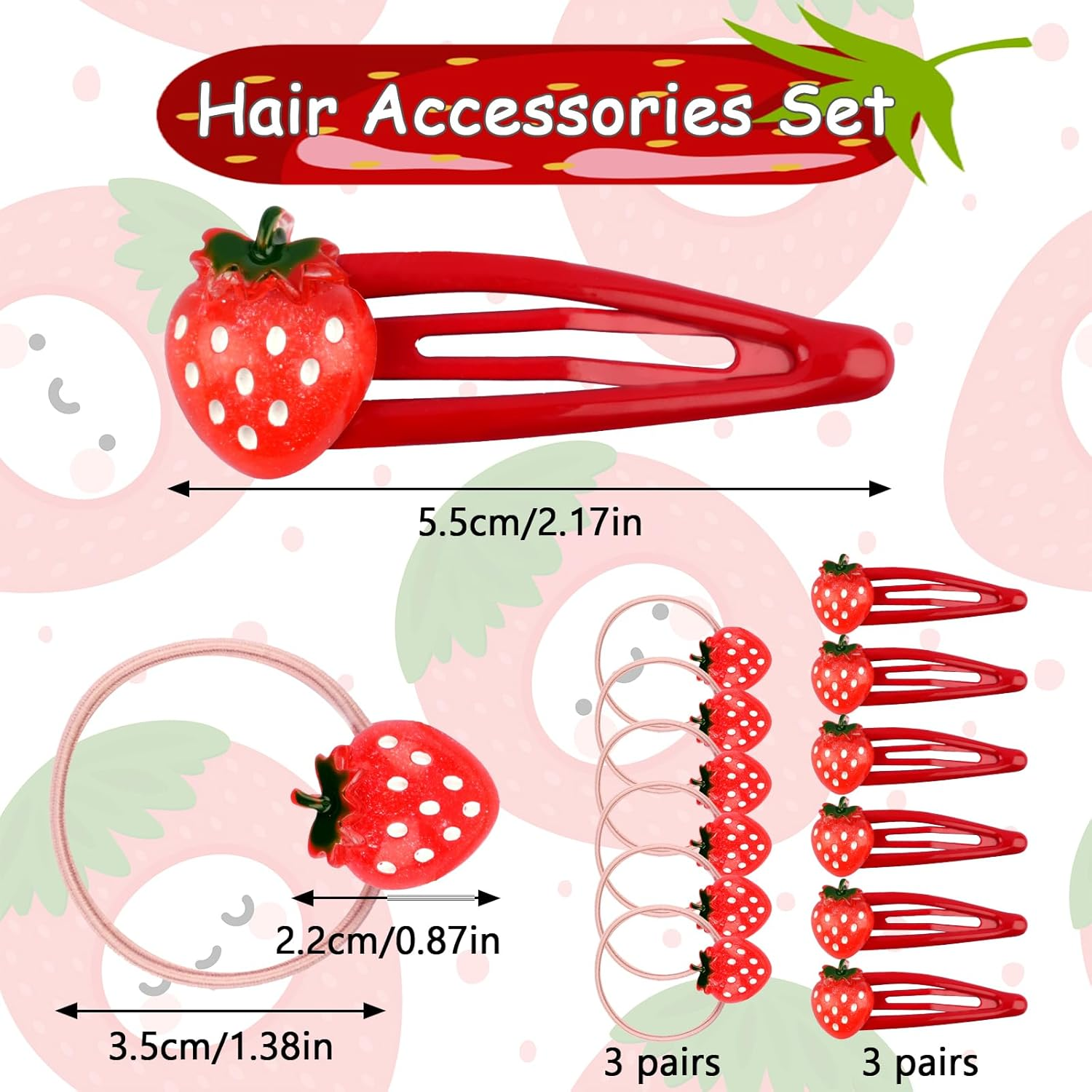 Strawberry Hair Clips and Strawberry Headband Set, Hairpin Strawberry, Snap Hair Clip, Cartoon Hair Clips, Strawberry Headband for Children Girls, Strawberry Hair Accessories, for Headwear Styling image number 6