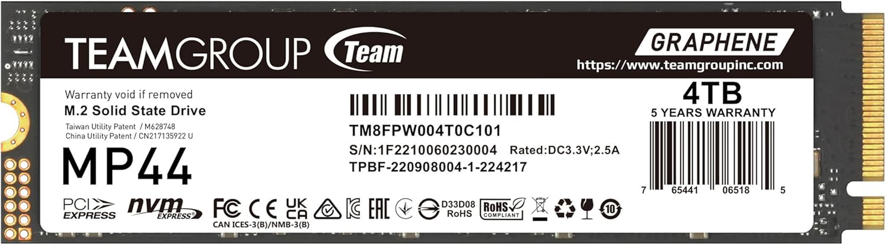 TEAMGROUP MP44 4TB SLC Cache Gen 4X4 M.2 2280 PCIE 4.0 with NVME Laptop & Desktop & NUC & NAS SSD Solid State Drive (R/W Speed up to 7,400/6,900Mb/S) TM8FPW004T0C101