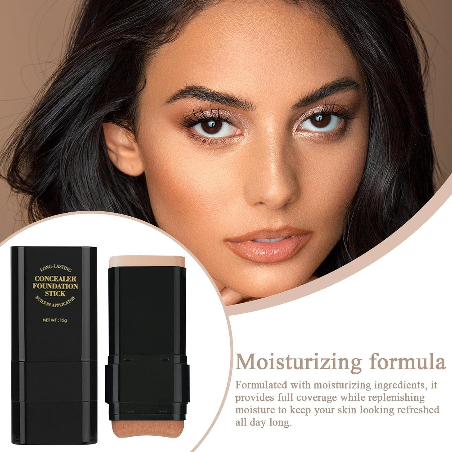 Concealer Foundation Stick - Full Coverage Foundation Stick | 15G Moisturizing Makeup for Women | Brightens Skin Tone, Non-Transfer, Dual-Ended Concealer Cream, Long-Lasting Face Primer for Ladies image number 2