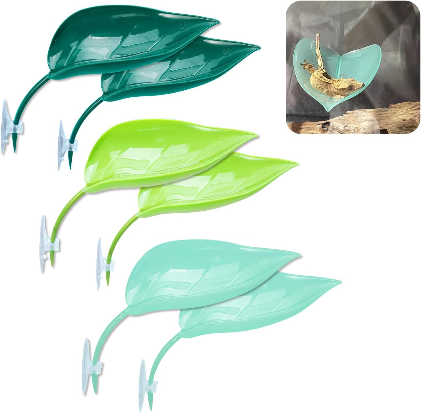 Yitexin 6 Pieces 3 Colors Betta Hammock Pad with Suction Cups, Simulating Habitat Betta Leaf Basking Bed Platform, Small Resting Tank for Tree Frog Terrarium Turtle Fish Pet (3 Color, 18.5 X 7 Cm) image number 3