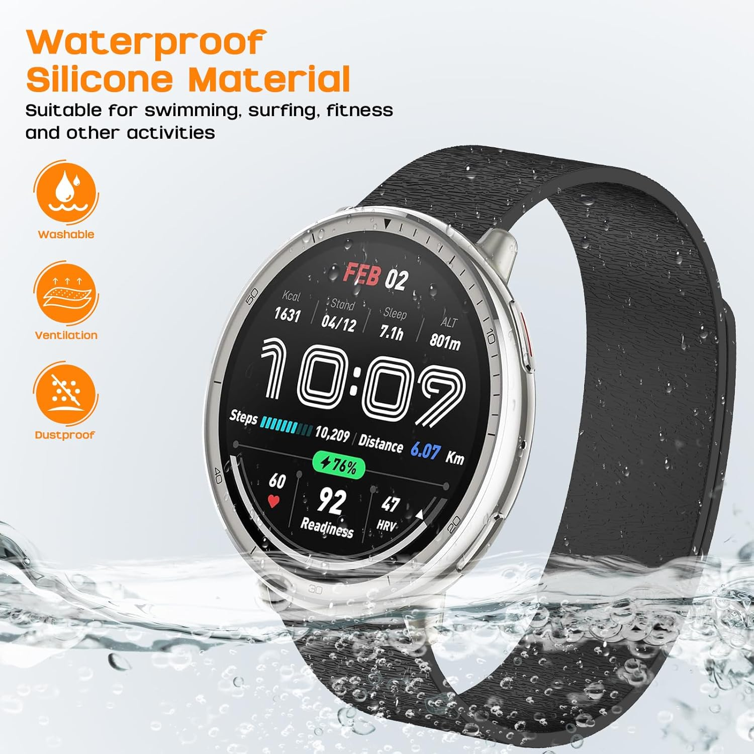 CHULN Silikon Armband Kompatibel Mit Amazfit Active 2/Active/Garmin Vivoactive 5/Amazfit GTS/GTS 2/2 Mini/Gts 3, 20Mm Einstellbares Magnetisch Sport Ersatzarmband F&uuml;r Smartwatch.(No Host) - Starlight image number 7