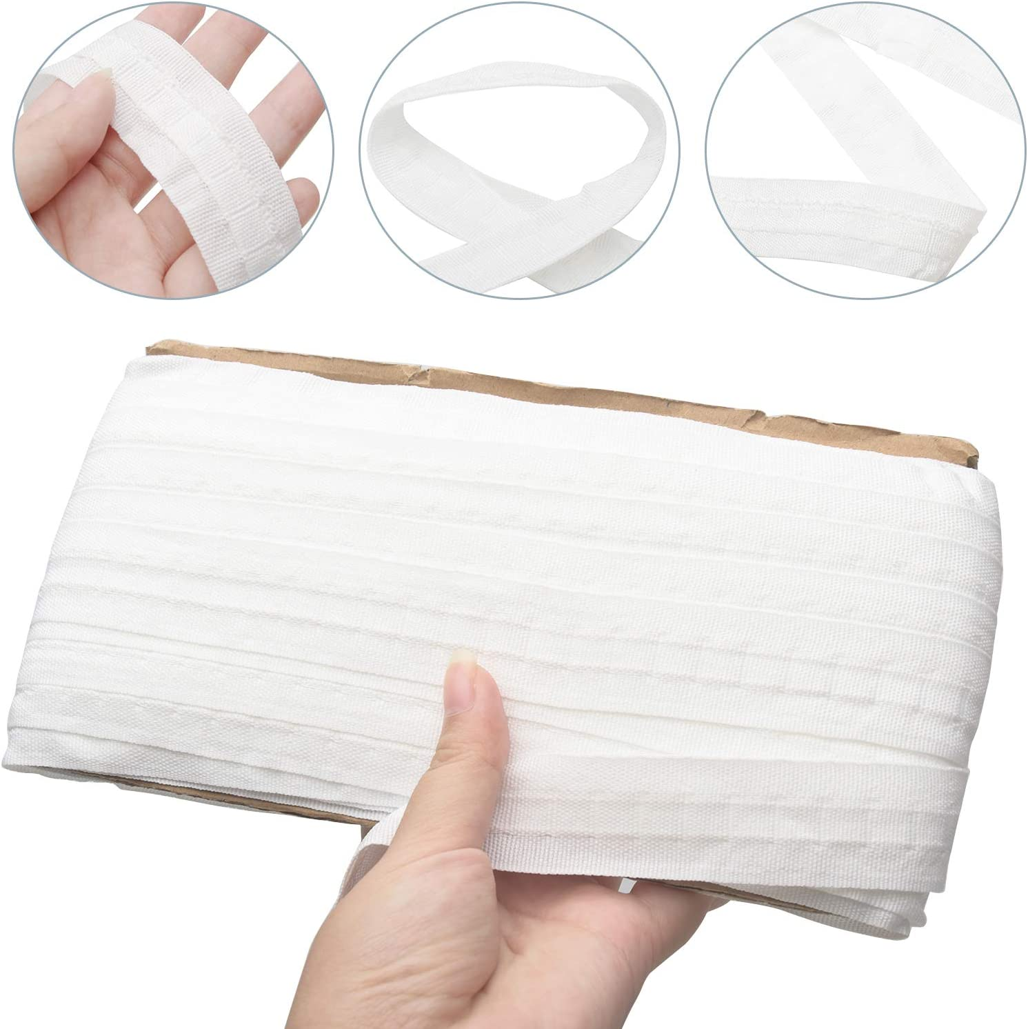 EMVANV Knitted Curtain Heading Tape, 30Mx3Cm Narrow No Odor Strong Toughness Pleat Craft Linings image number 1