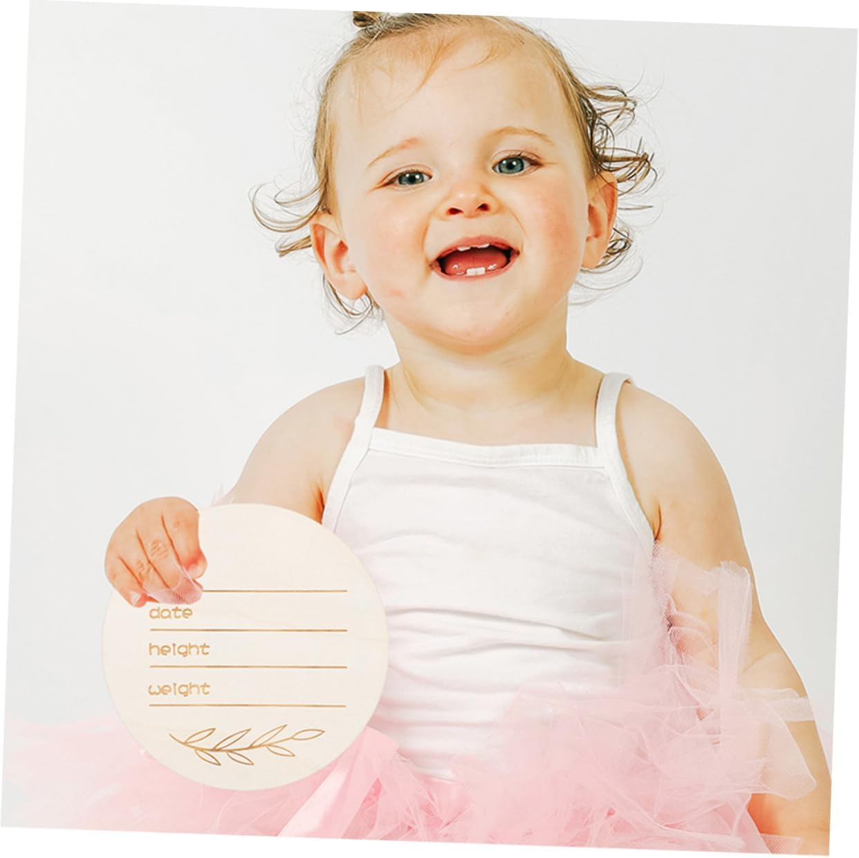 HOODANCOS 12Pcs Wooden Birth Announcement Sign Welcome Newborn Photo Prop Nursery Decorative Name Plate Handwritten round Sign image number 3