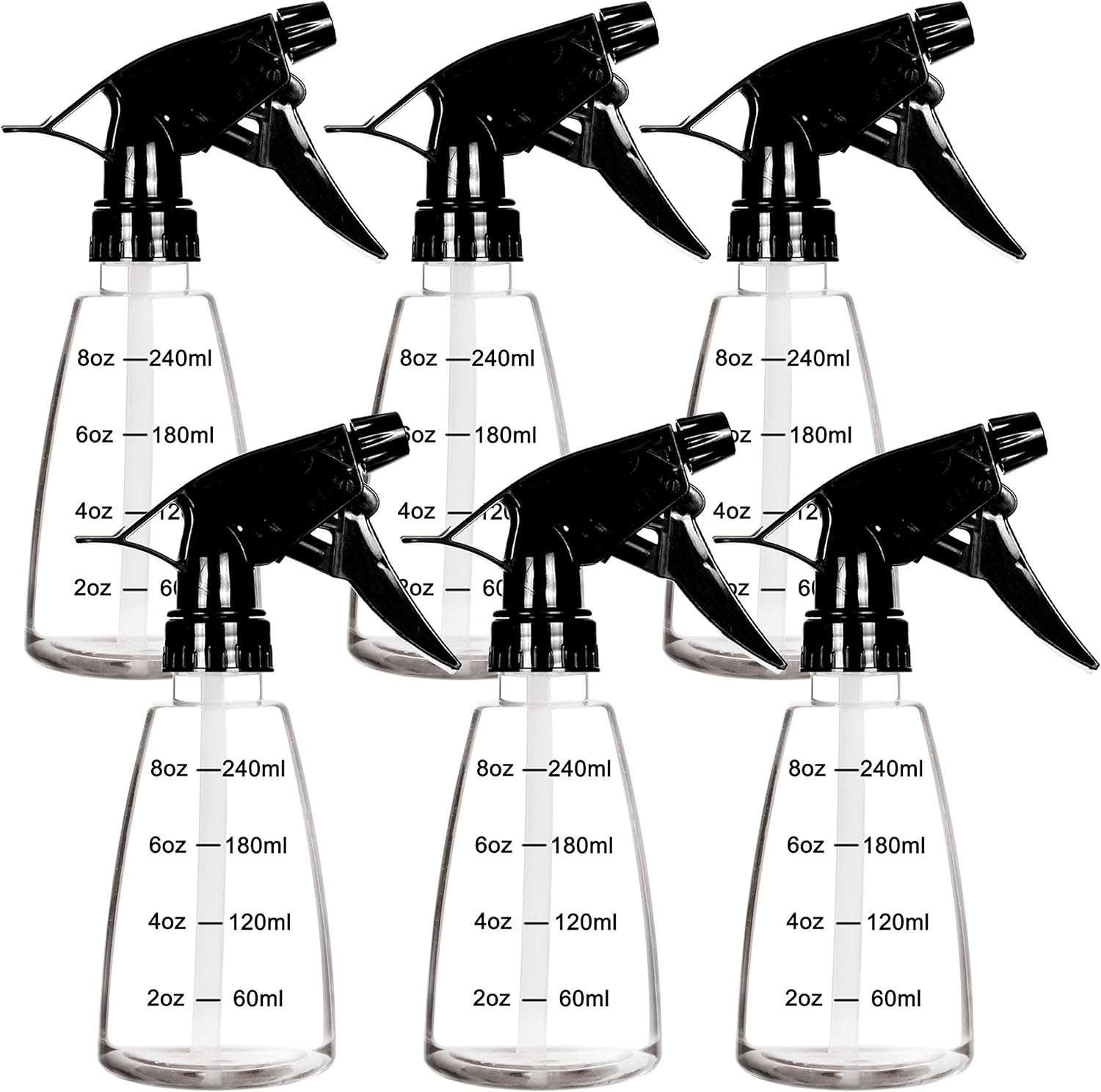 Youngever 6 Pack Clear Empty Plastic Spray Bottles, Spray Bottles for Hair and Cleaning Solutions (8 Ounce) image number 1