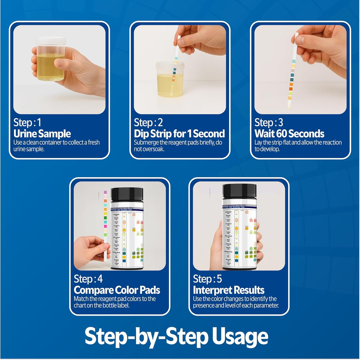 Urine Test Strips, 14 Parameters for Comprehensive Health Analysis, Urinalysis Test Strips for UTI Ketone, Ph, Glucose, Nitrite, Leukocytes & More to Help Monitor Your Health at Home image number 5