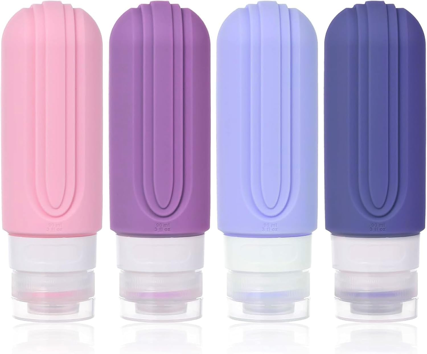 Travel Bottles for Toiletries, 90Ml Portable Travel Bottles with Clear Zipper Toiletry Bag, Reusable Squeezable Bpa-Free Silicone Containers for Shampoo, Conditioner, Lotion, Travel Essentials(Purple) image number 4