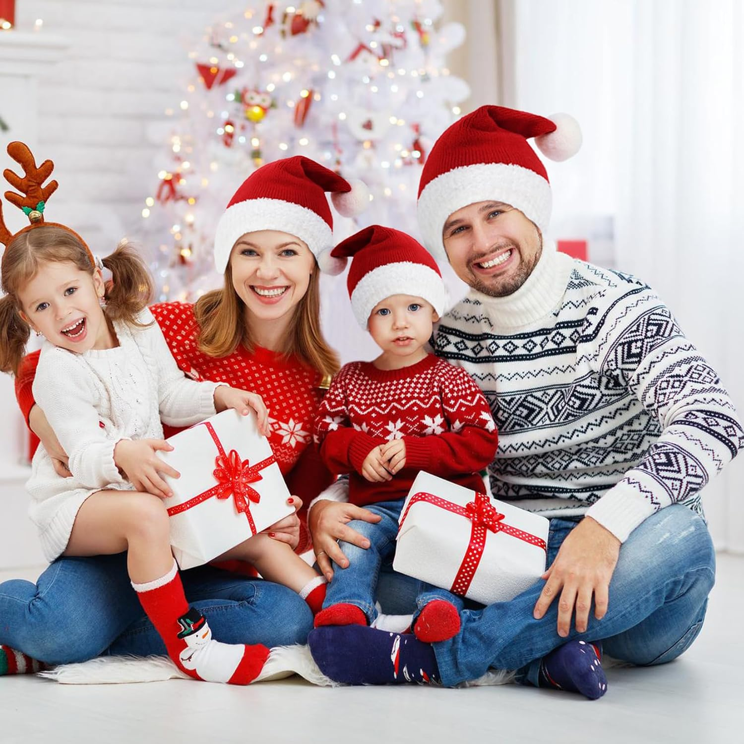 Century Star Baby Santa Hat Knit Baby Christmas Hat Infant Toddler Boy Girl Xmas Beanie Hats Winter Kids Santa Claus Hat image number 4