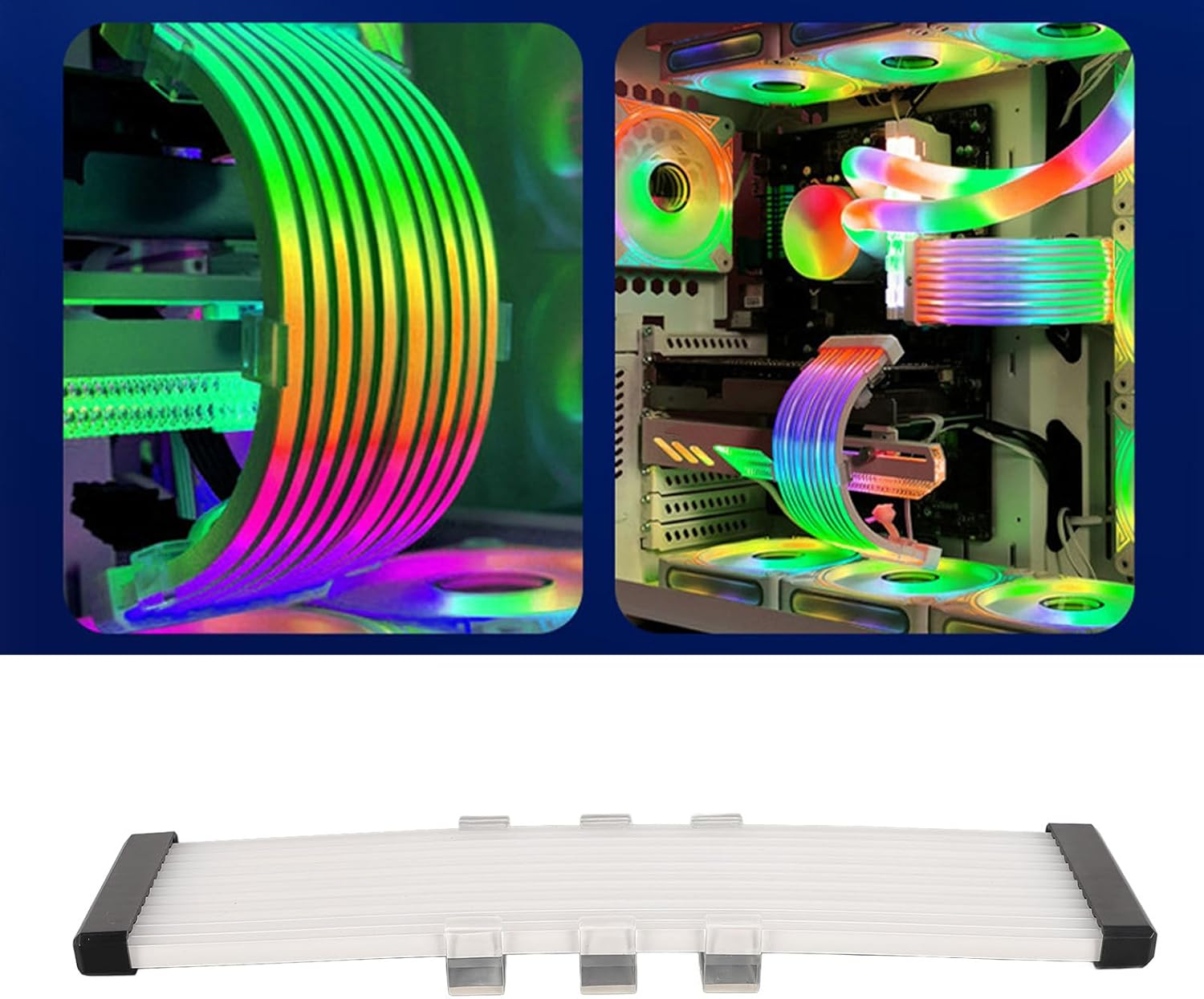 ARGB Motherboard Cable, RGB PSU Cables LED Strips, Multi Interface, Amazing Visual Effects, Flexible and Easy Installation, Widely Compatible with for Aura (X12 Wide (For 24 Pin image number 4
