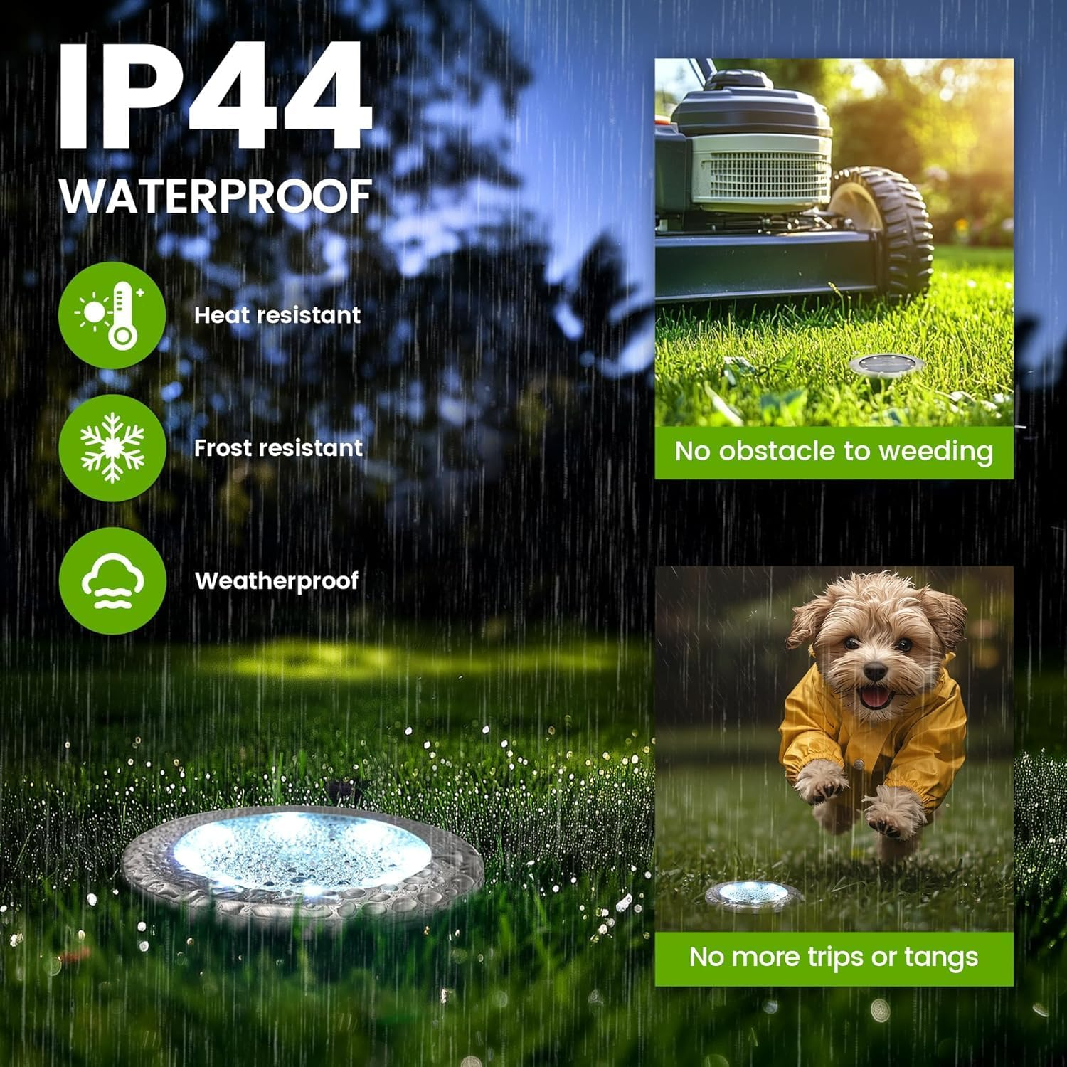 Solar Ground Lights, Waterproof Garden Lights Outdoor 12 Pack, Upgraded Solar Garden Lights, In-Ground Lights LED Landscape Lighting for Pathway Patio Walkway Yard Lawn Deck, White Light image number 6