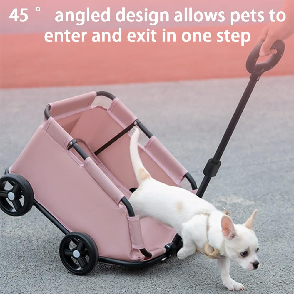 Pet Stroller,Dog Stroller,Lightweight Folding Stroller, Travel Pet Cart, Dog Carrier, with Four Wheels, Multi-Purpose Carrier, Pet Carrier, Rolling Dog Cage Stroller, Beach Cart for Carrying image number 6