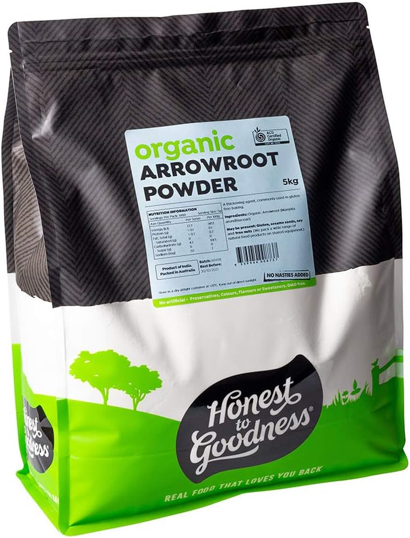 Honest to Goodness Organic Arrowroot Powder, 5Kg - Neutral Tasting and Easily Digested! Extracted from the Fibrous Component of the Root, Ensuring Purity and Quality. image number 1