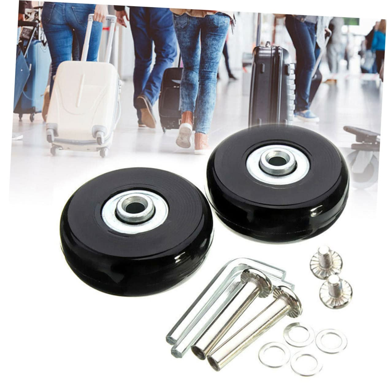 COLLBATH 41X18Mm Luggage Repair Wheels with Axle Wrench, Universal Wear-Resistant Rubber Suitcase Replacement Wheels for Travel Suitcases, image number 6