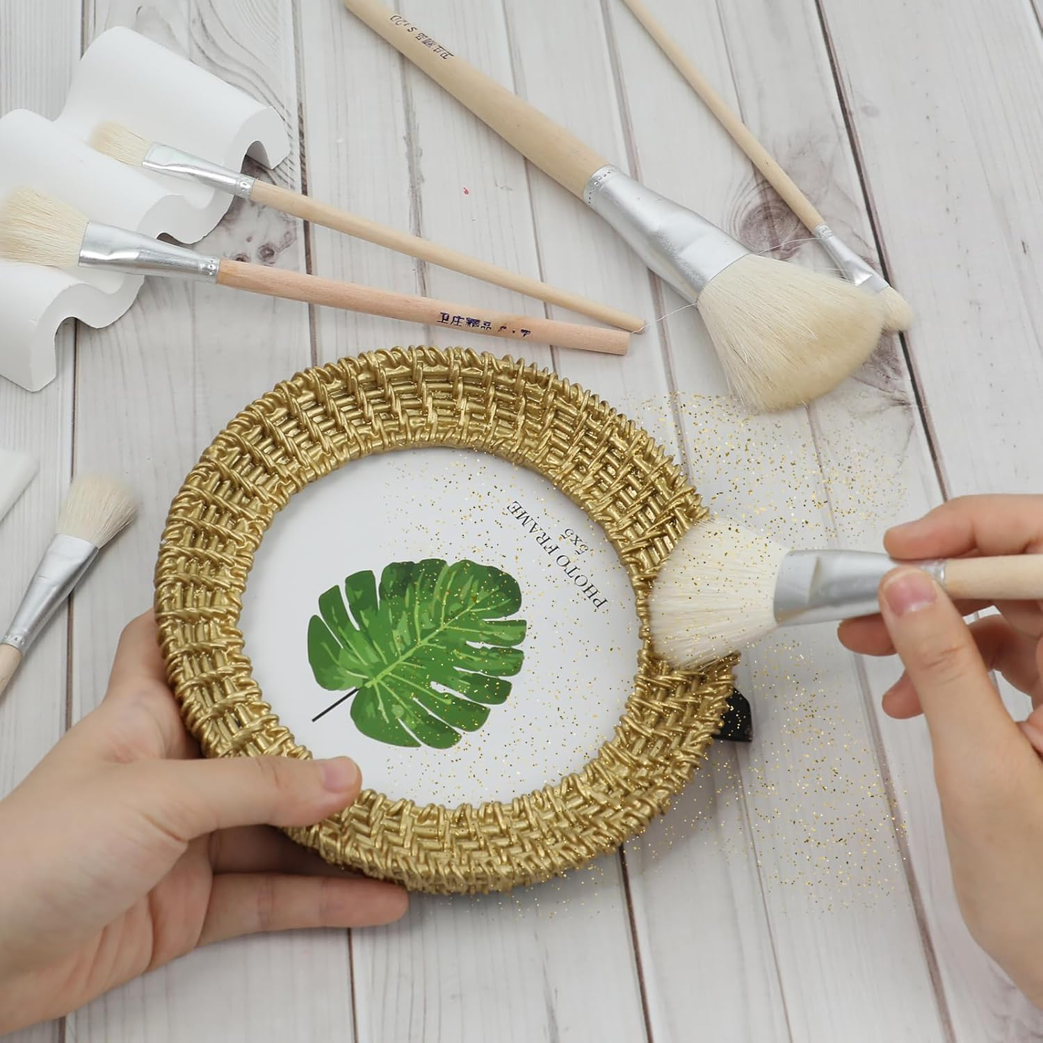 7 Pcs Mop Brush for Painting Gilding Brush Versatile Mop Brushes Assorted Size Paint Brushes Set Paint Brush with Wooden Handle for Acrylic Watercolor Oil Painting Face Body Art image number 2