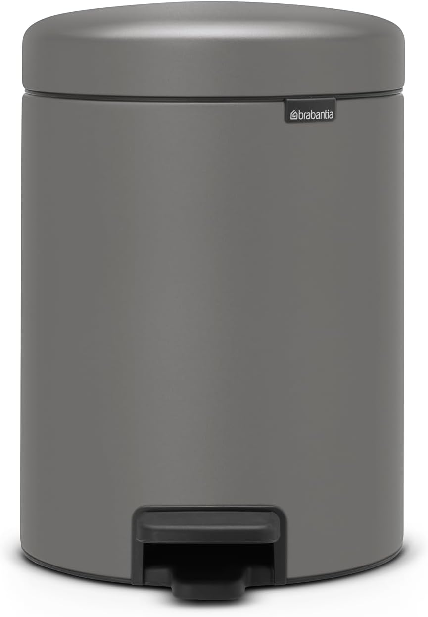 Brabantia New Icon Step Trash Can (1.3 Gal/Mineral Concrete Gray) Soft Closing Kitchen Garbage/Recycling Can with Removable Bucket image number 6