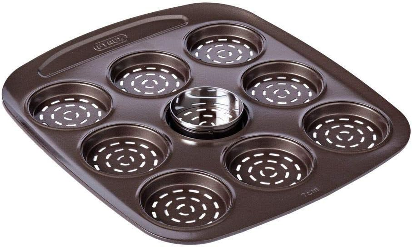 Pyrex 4937581 Asimetria Mini Pizza Tray with 9 Cavities, Brown, 30 Centimeters X 27.5 Centimeters X 1.7 Centimeters, Black image number 1