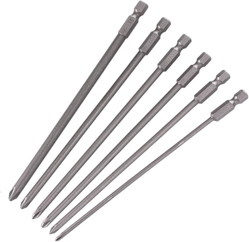 Yakamoz Screwdriver Bits Set, 6Pcs 1/4 Hex Shank Magnetic Cross Phillips Electric Screw Head Screwdriver Bits Set Power Tools | 5.9-Inch Length - 8Pcs/ 75Mm image number 2