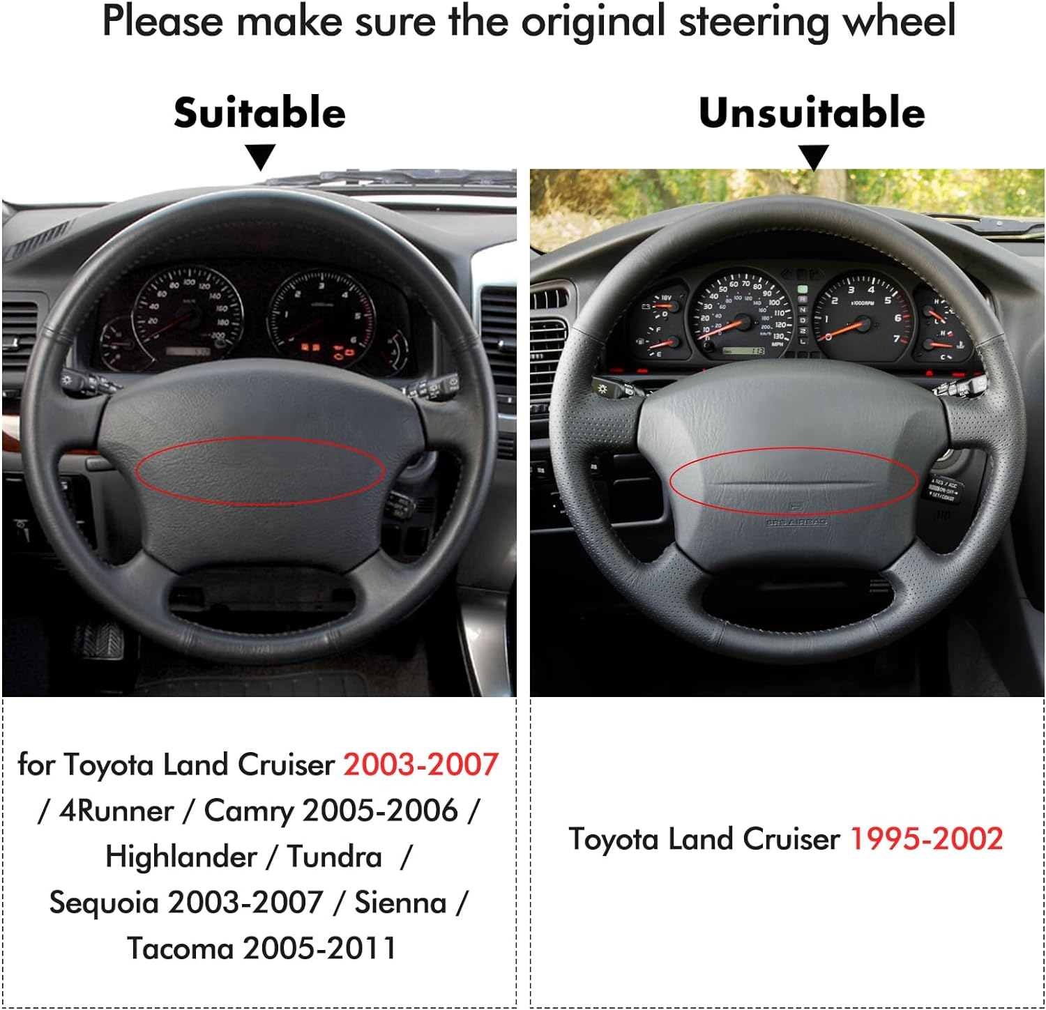 MEWANT Steering Wheel Cover Wrap for Toyota Tacoma Tundra 4Runner Sienna Highlander Sequoia Land Cruiser Prado 120 Land Cruiser Hilux LS400 GX GX470 image number 4