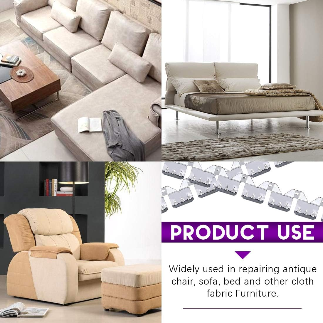 Swpeet 65 Feet Flexible Metal Tack Strip Three-Tooth Upholstery Curve Ease Grip for Furniture, Chairs, Sofa Finish Edges on Curved Arms, Wingback or Arched Portion of Chairs image number 4