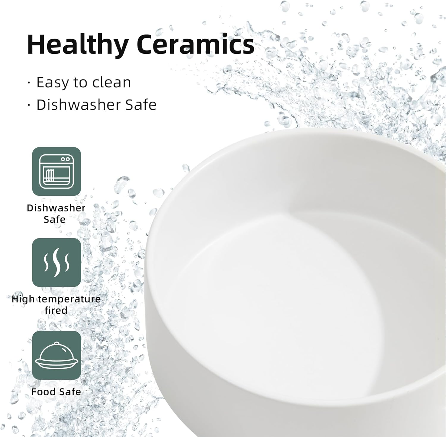 Havniva Raised Dog Bowl Non-Slip Ceramic Dog Bowl Adjustable Height Feeding Bowl Dog Bowl Medium and Large Dog Water Bowl (Bowl - White, 15.5 Cm) image number 1