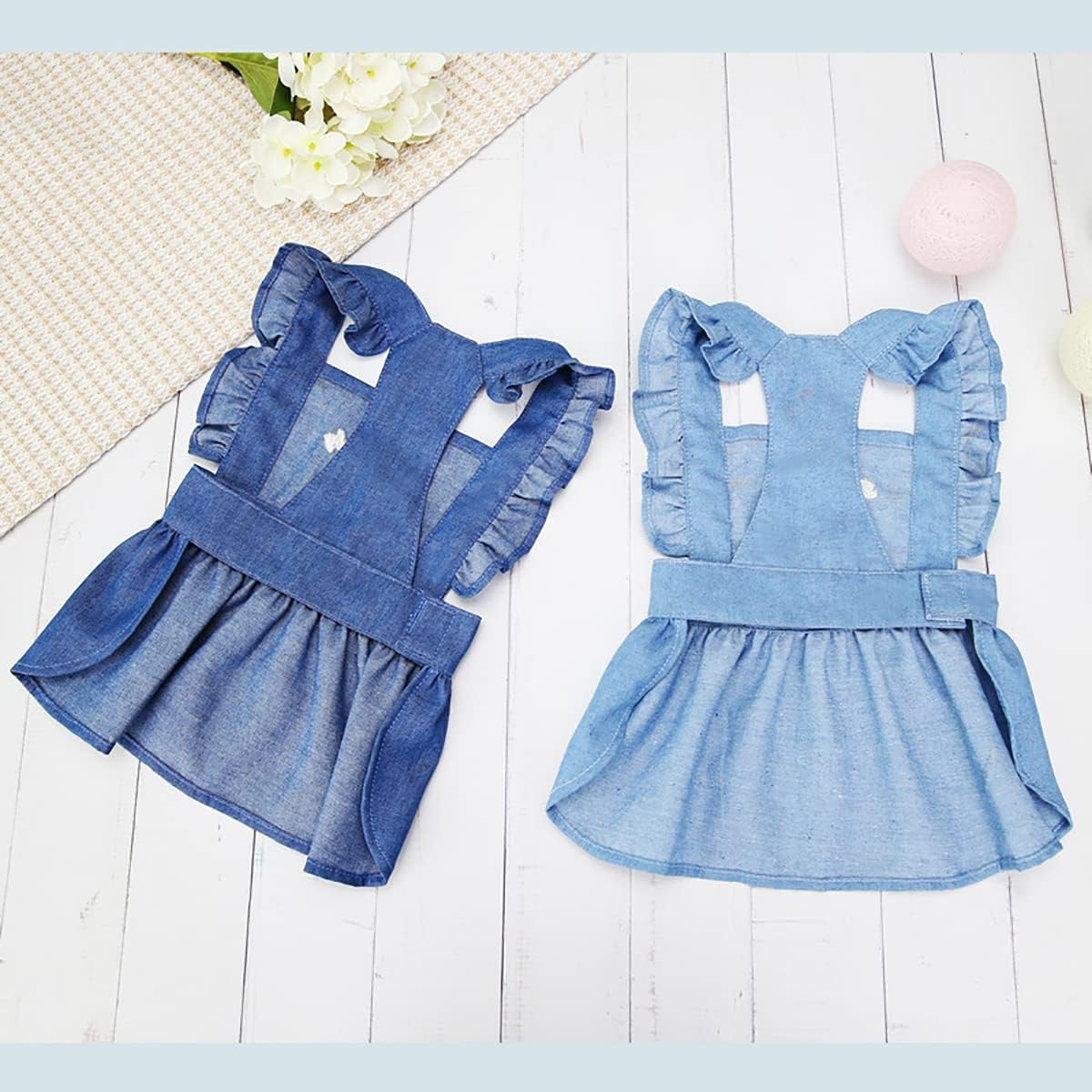 Dog Dress Puppy Luxury Skirt Dog Clothes Princess Dresses Wedding Evening Dress Tutu Skirt Denim Skirt for Small Dog Girl Light Blue M image number 6