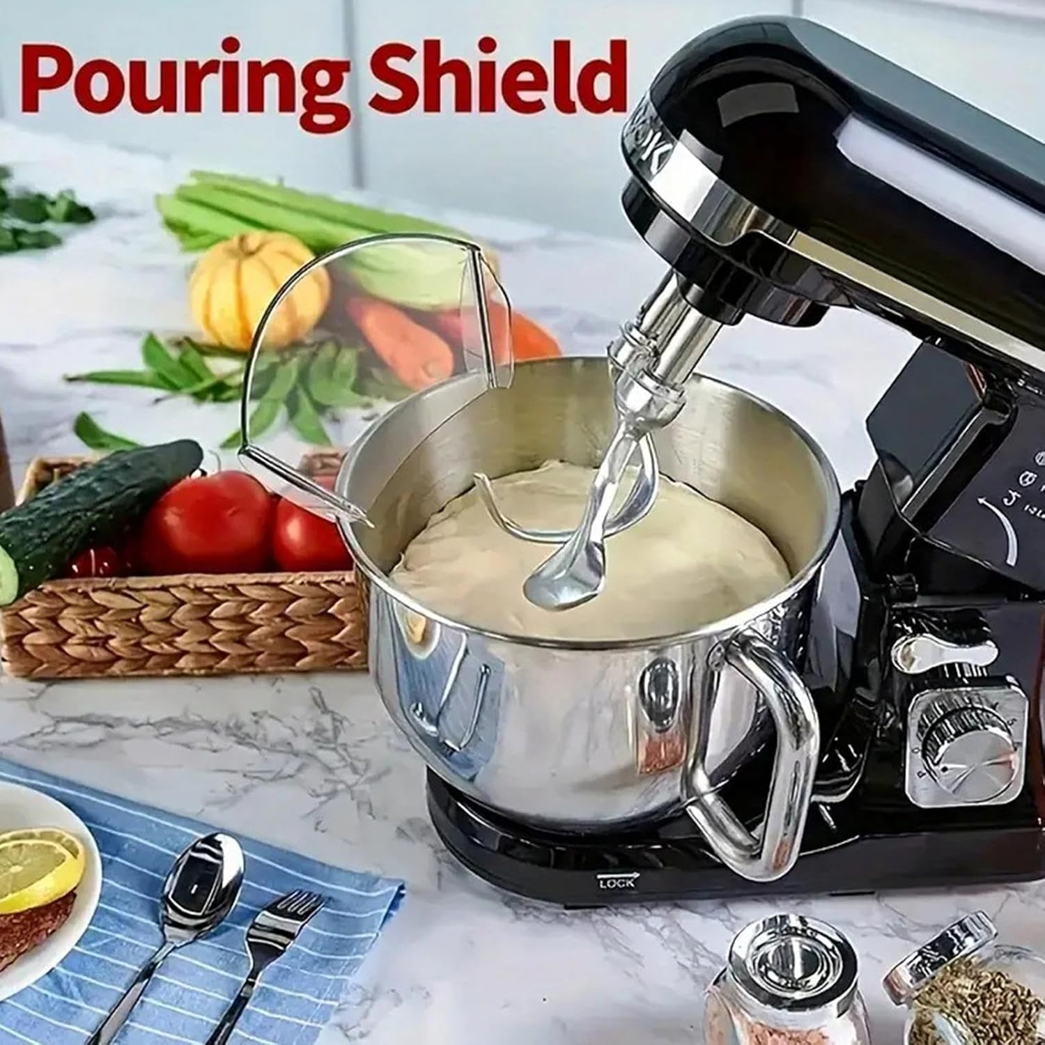 Pouring Cover for Mixing Bowl | Pouring Chute Attachments for Stand Mixer Bowl - Kitchen Cooking Appliance Accessories Dump Hoods for Indoor Restaurant Home image number 1